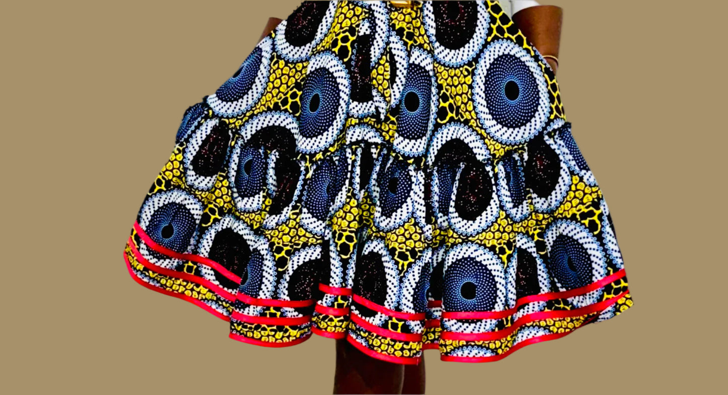 FRA86 MULTICOLOR/RED CONTRASTED LEA MIDI DRESS