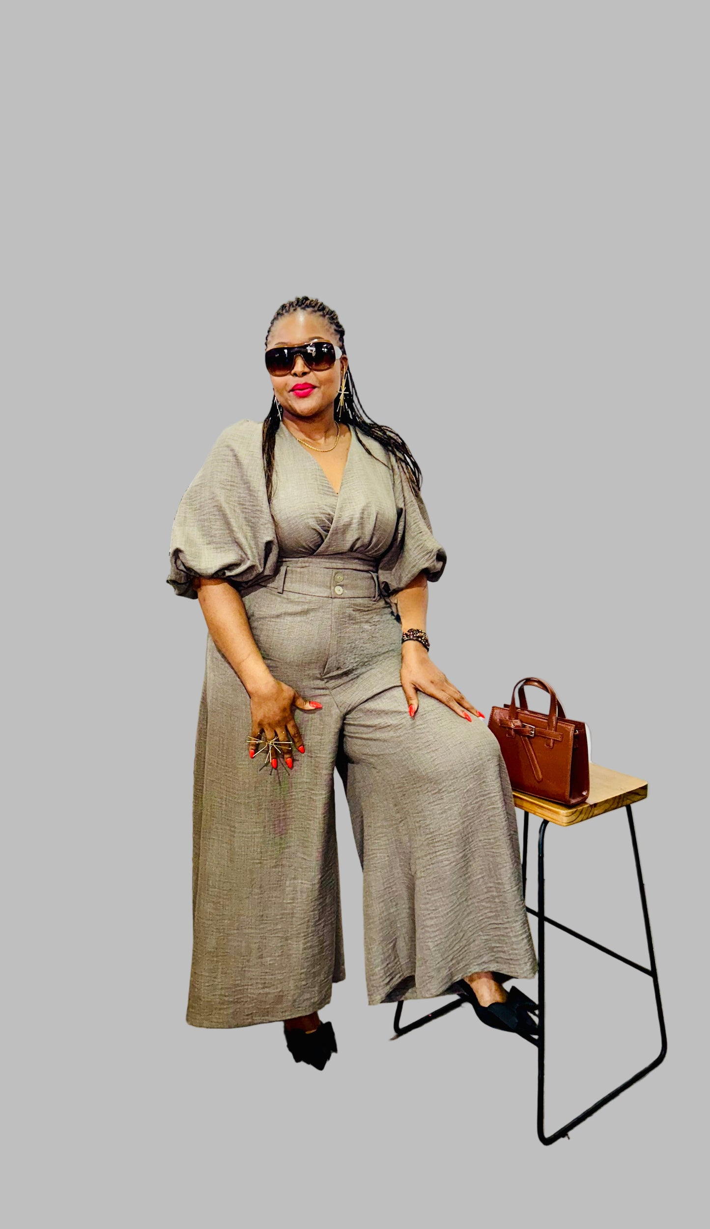 FR1079A CHARCOAL FLARED PANTS
