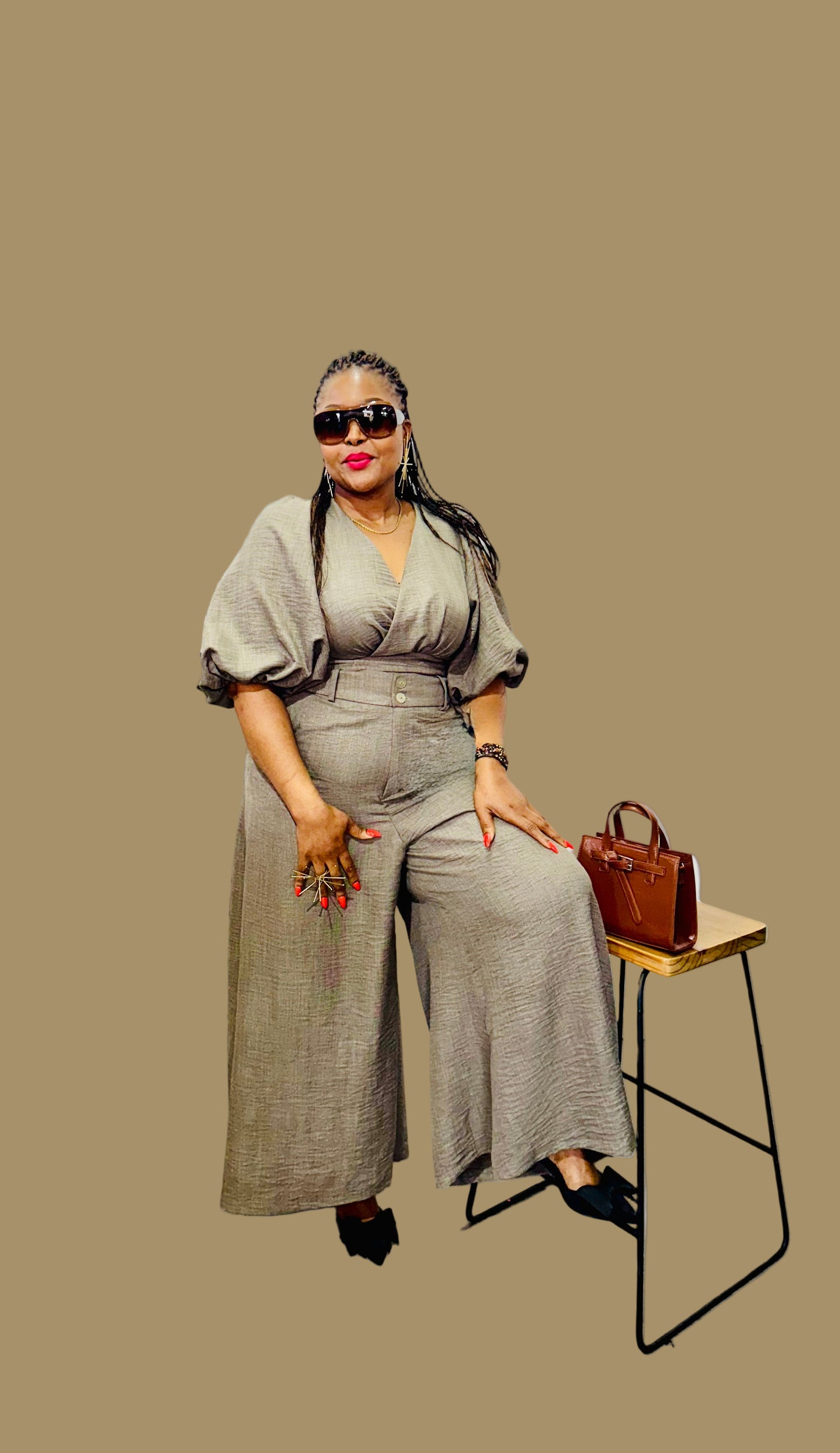 FR1079A CHARCOAL FLARED PANTS