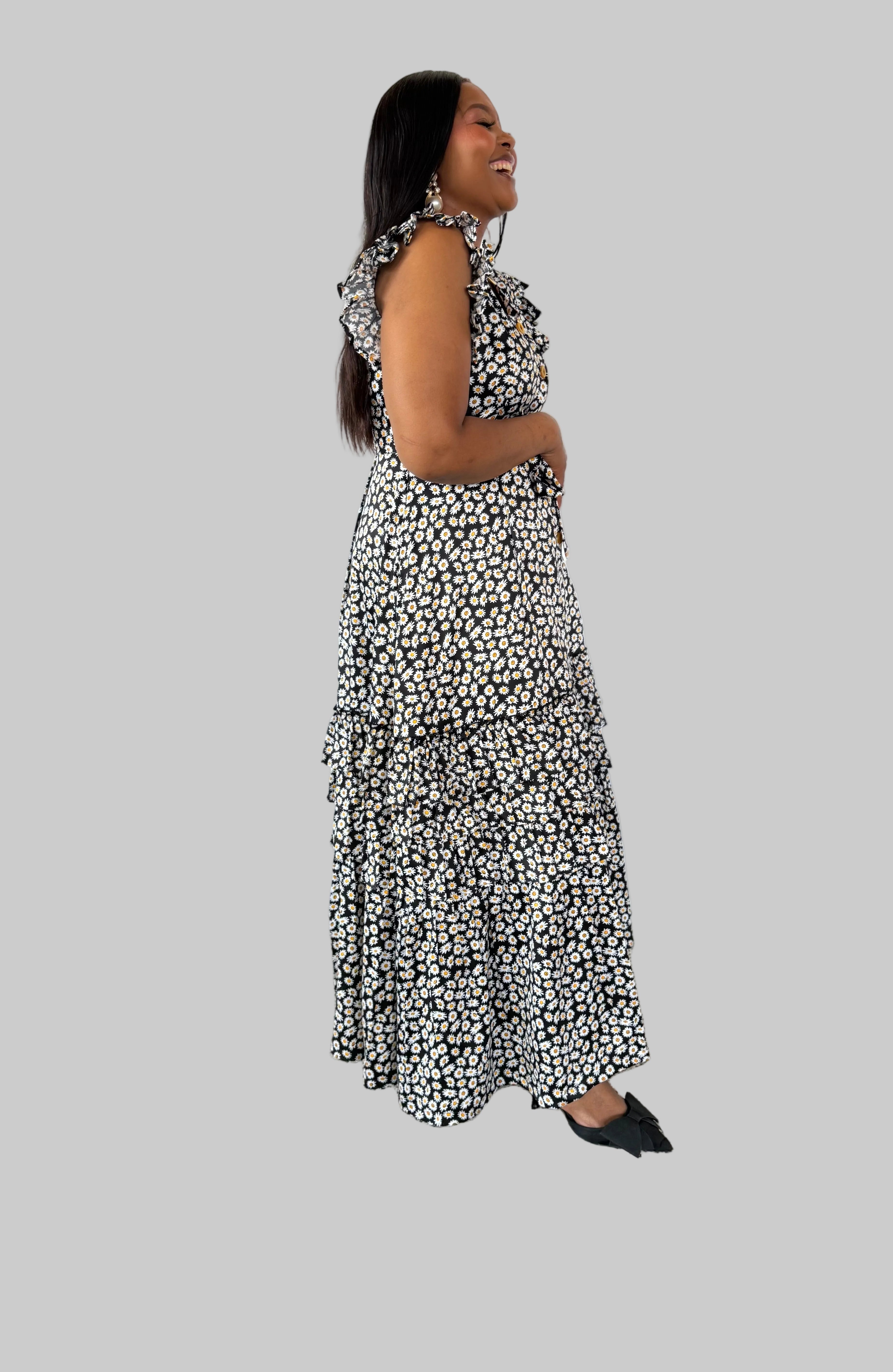 Back/White Floral Thuli Dress FR1111