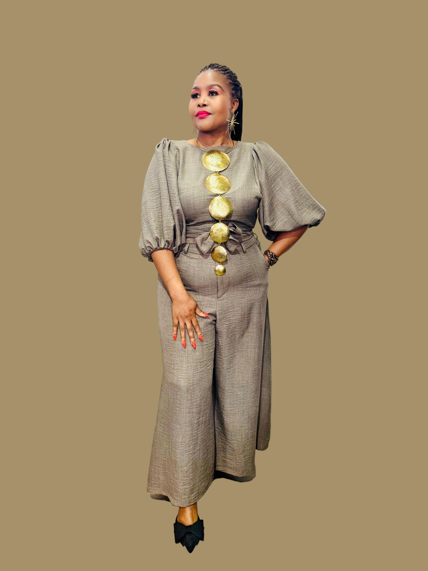 FR1079A CHARCOAL FLARED PANTS