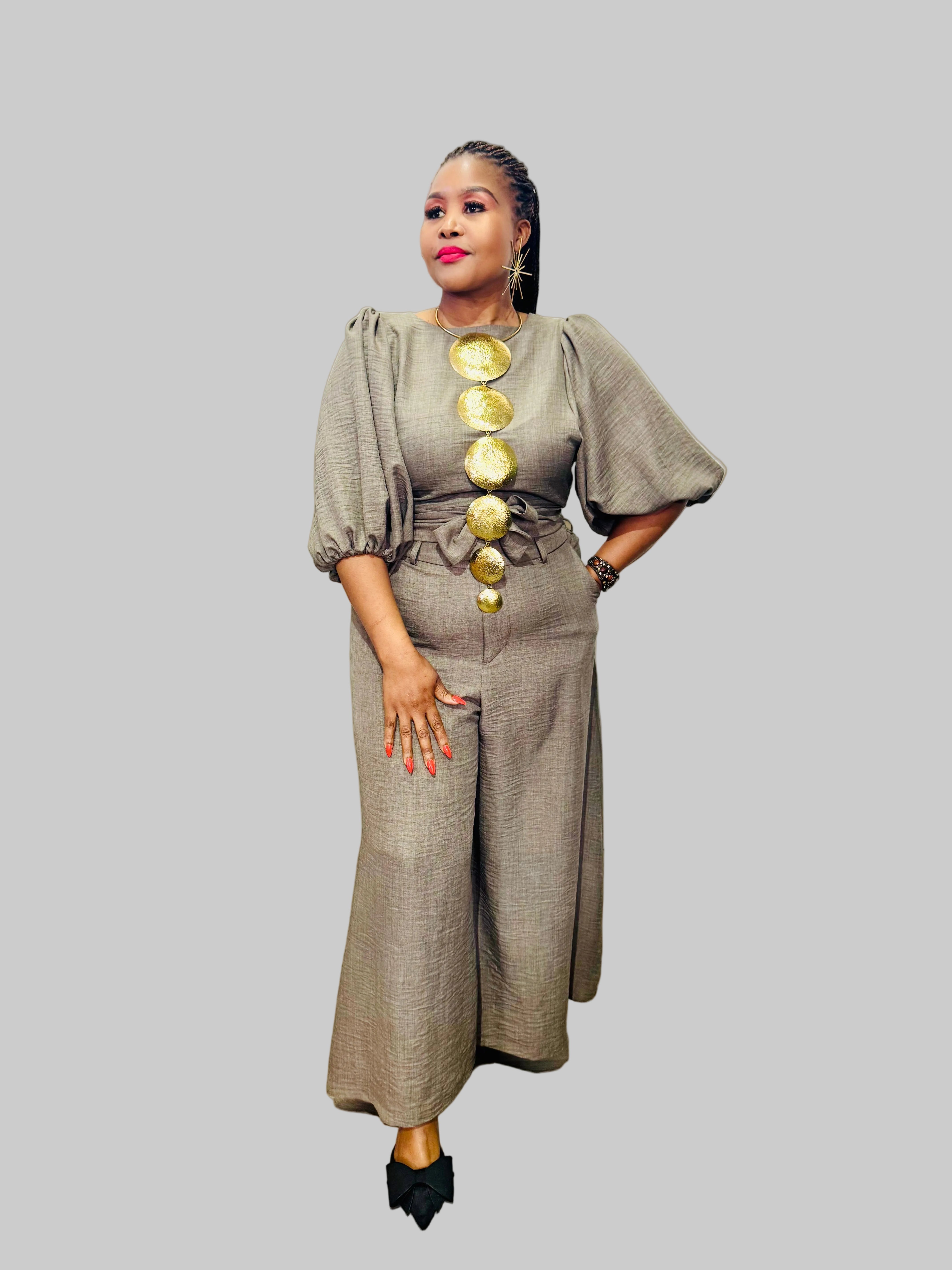 FR1079A CHARCOAL FLARED PANTS