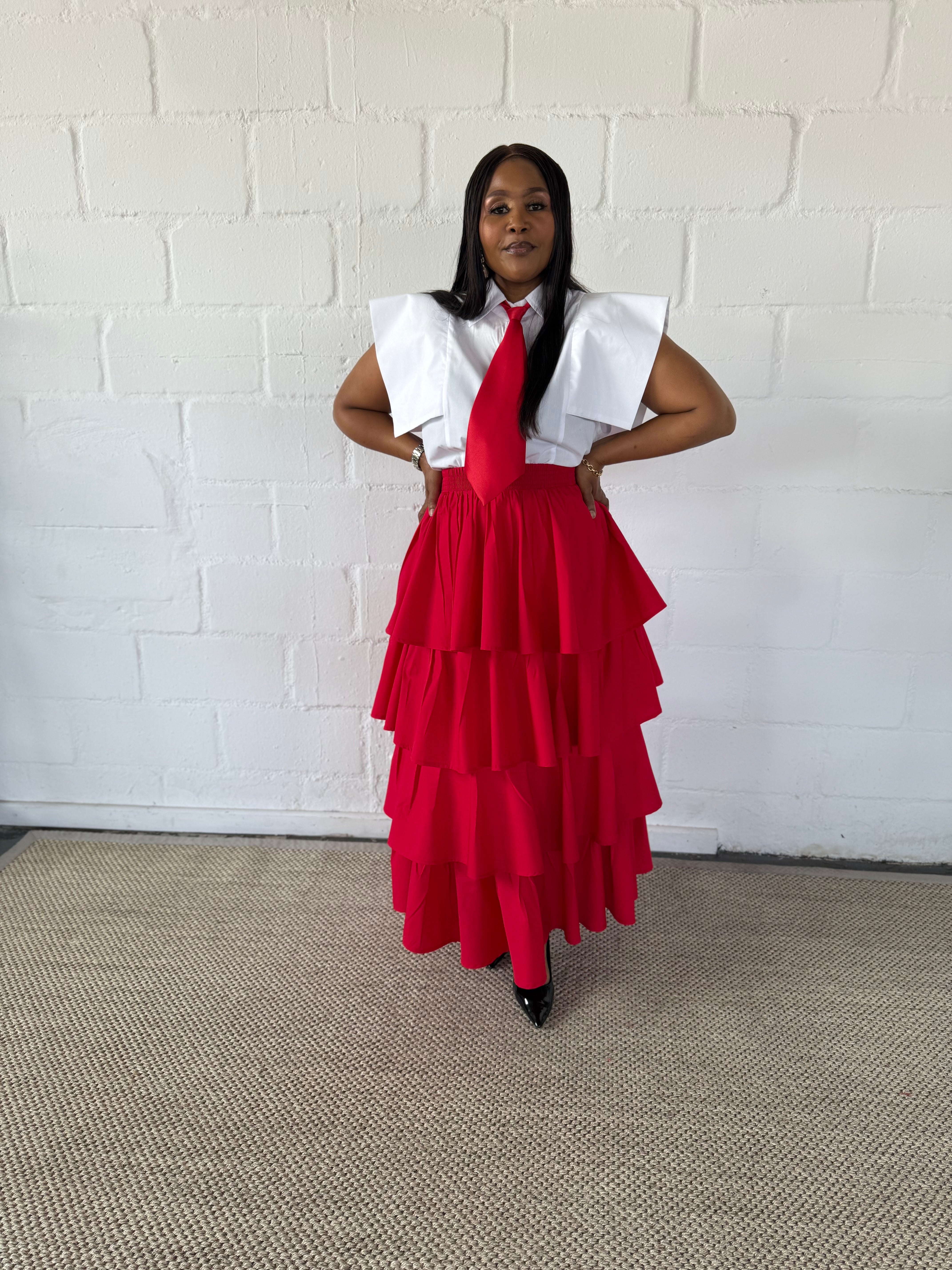 RED LAYERED SKIRT - LOVE IN EVERY THREAD