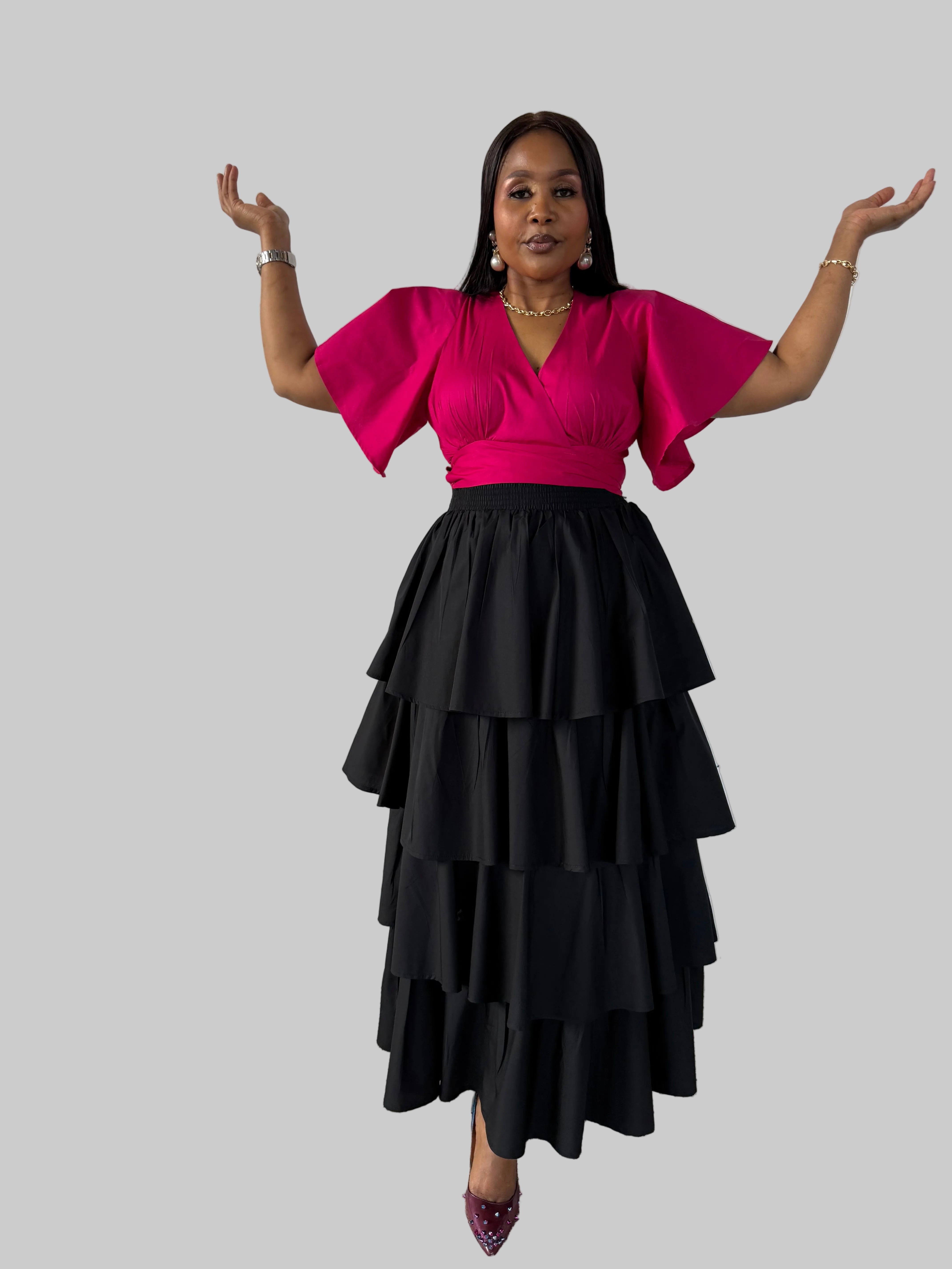 FR1120 BLACK LAYERED SKIRT