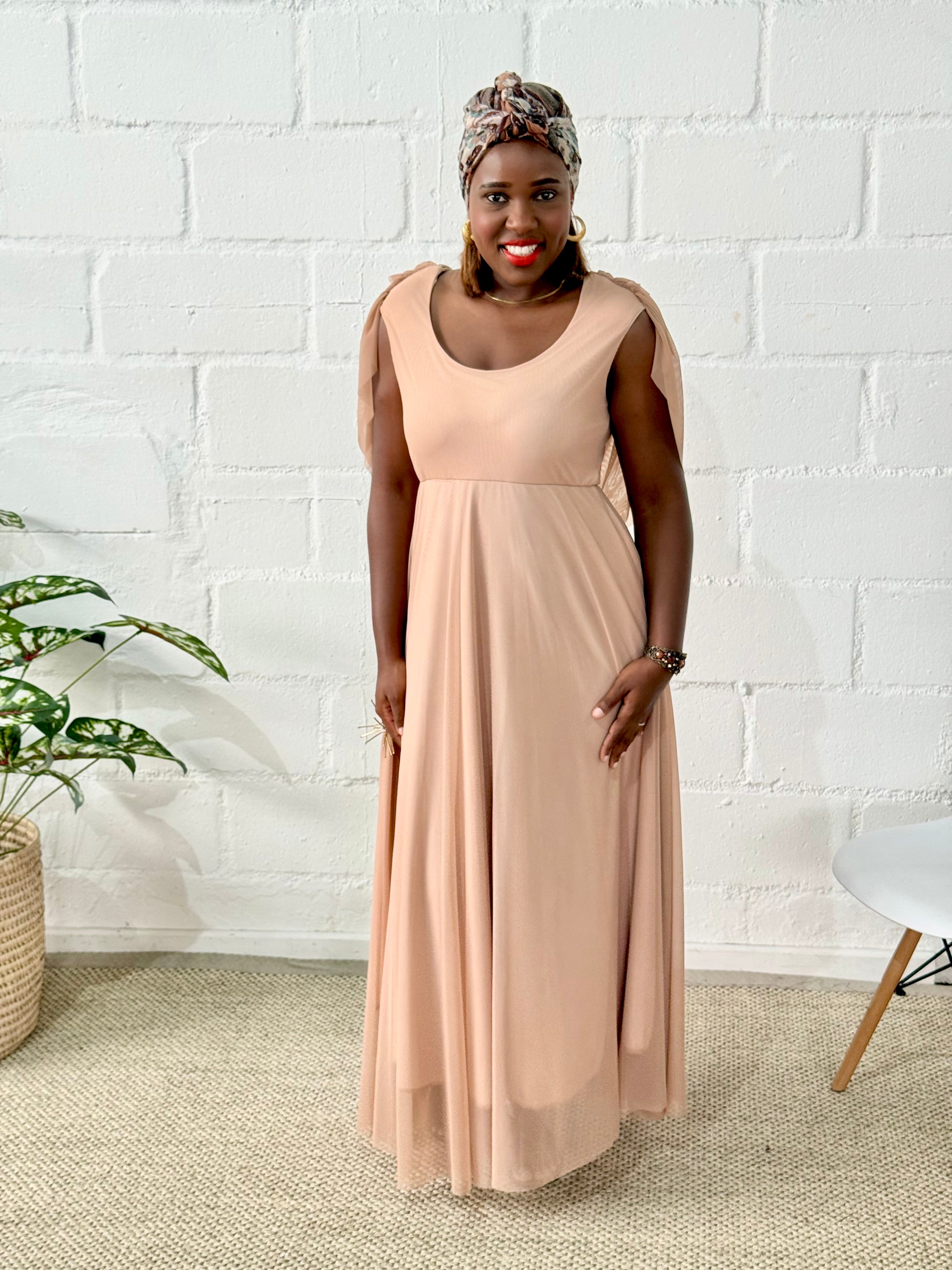 Stone Nino Maxi Mesh Dress – Flowy Elegant Dress for Church & Occasions | FRIDA