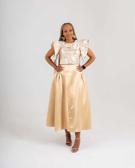 FR1015 GOLD BROCADE TOP