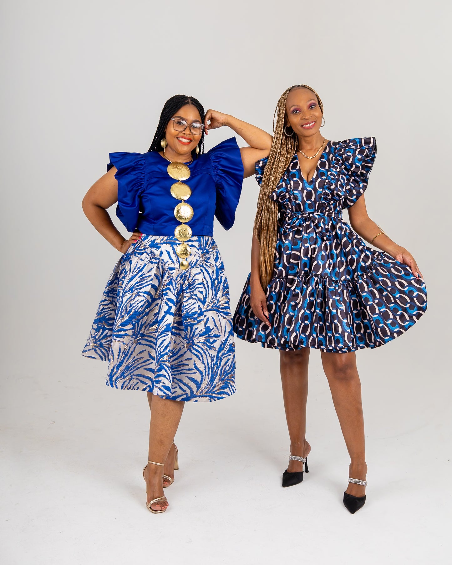 FR1005 BLACK/BLUE LEA DRESS