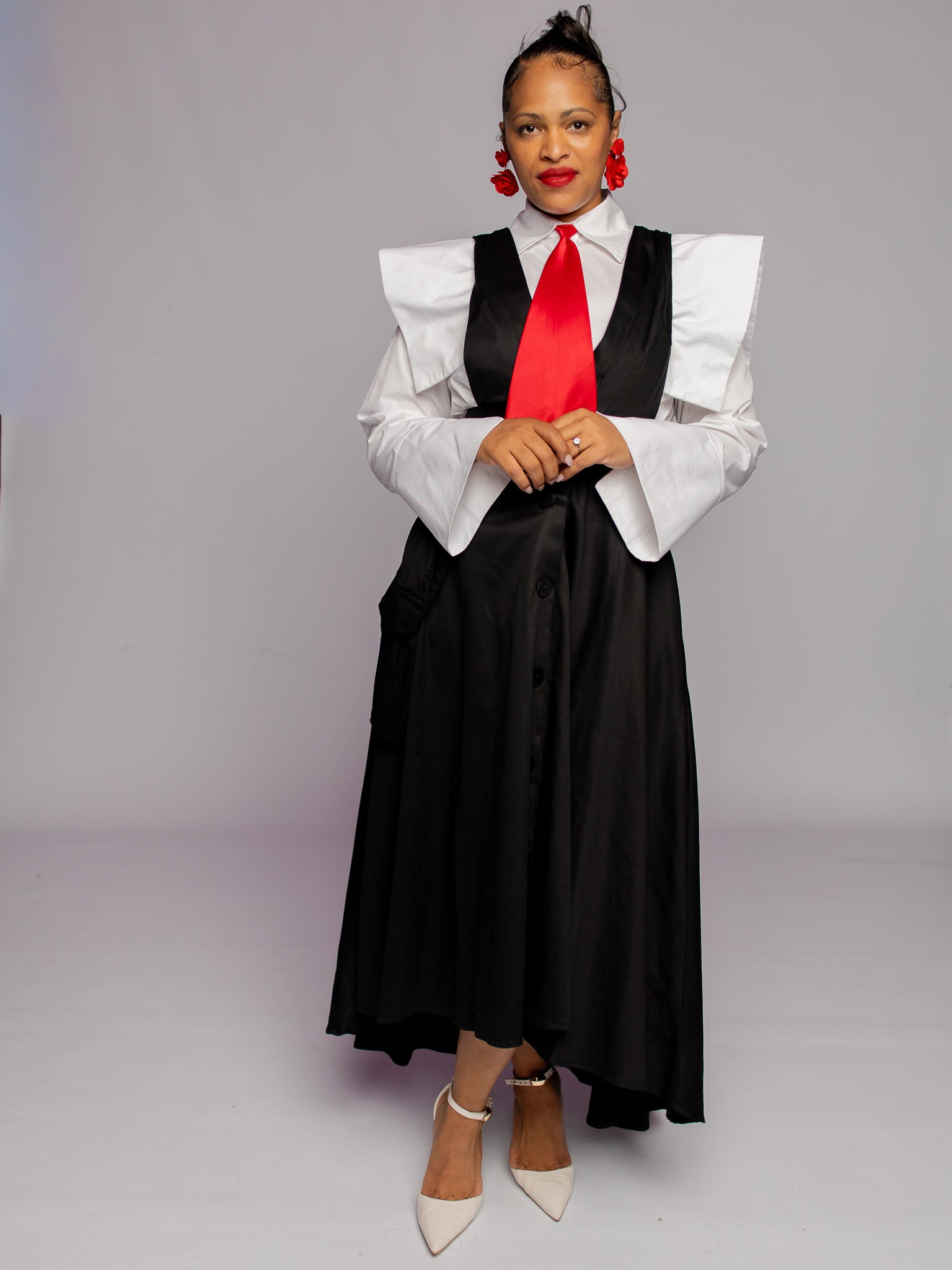 Black Lined Dungaree Skirt FR1150