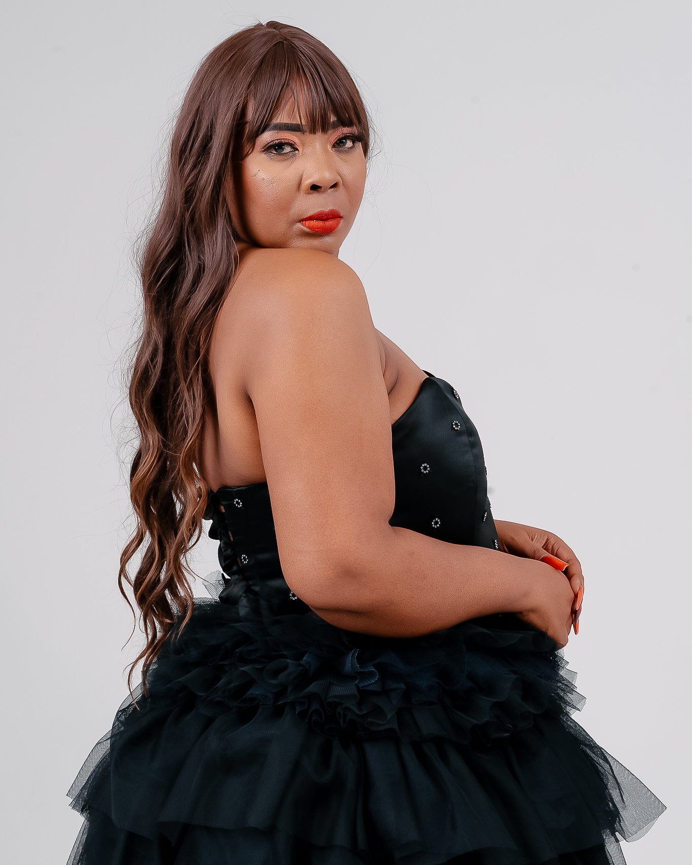 BLACK MIDI NET SKIRT