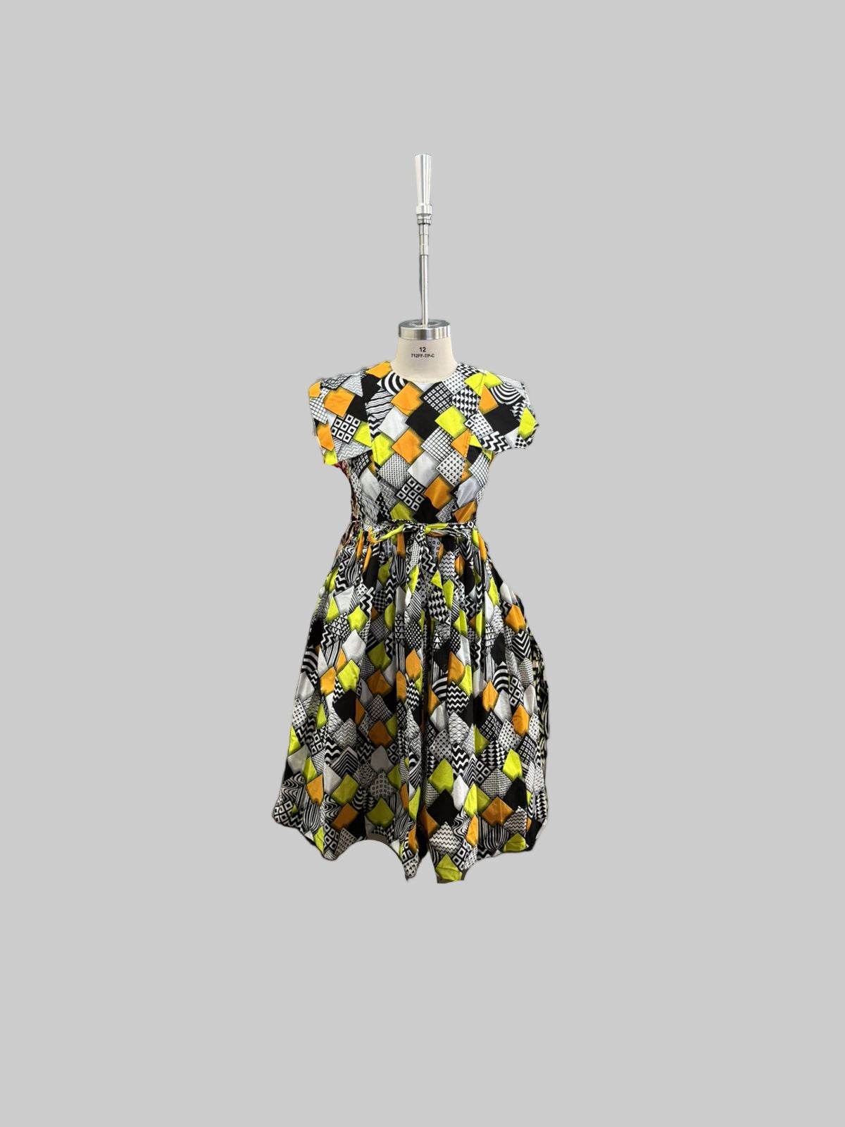 FRA66 BLACK/WHITE/YELLOW ANNIE DRESS