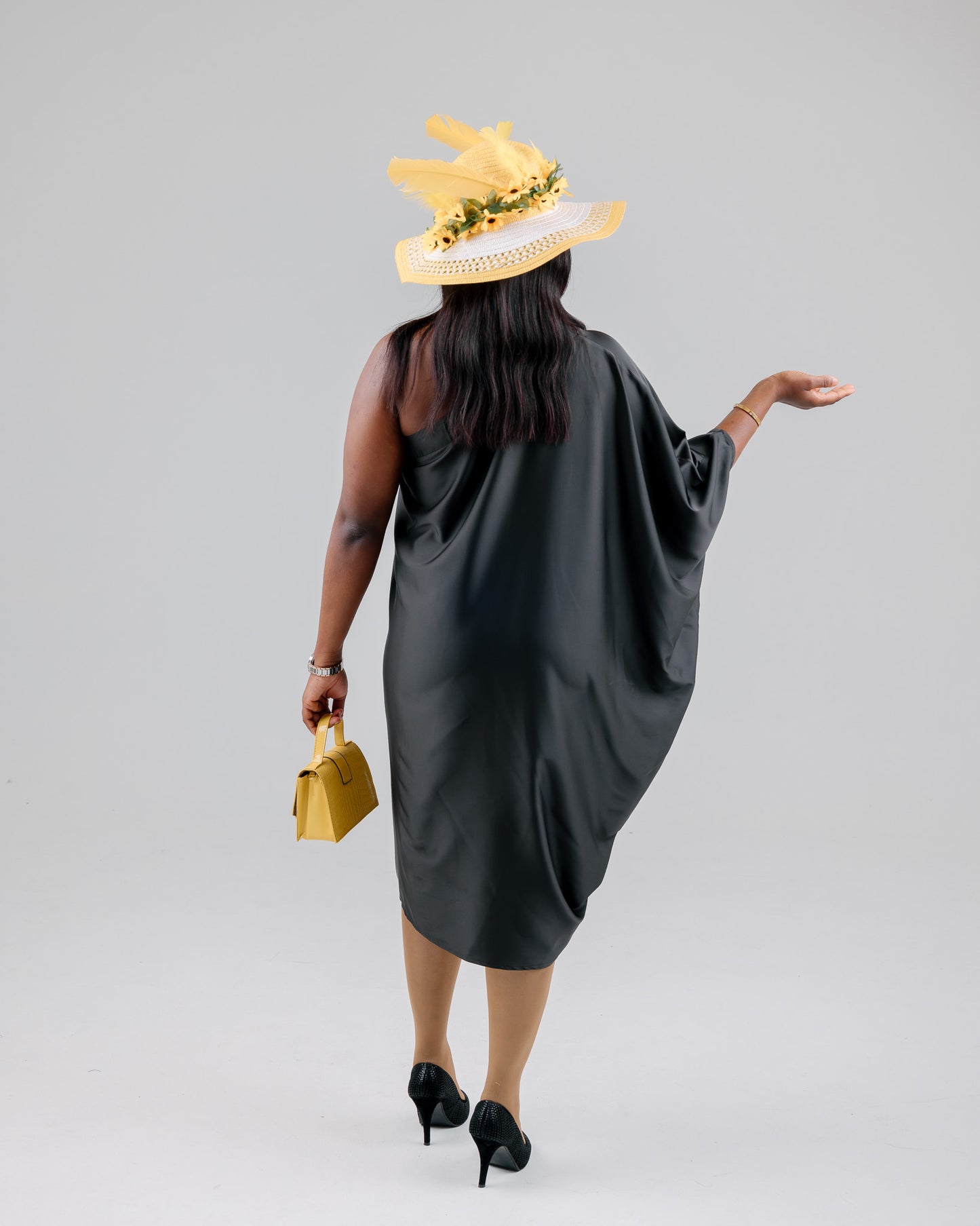 BLACK ASSYMETRICAL KAFTAN DRESS