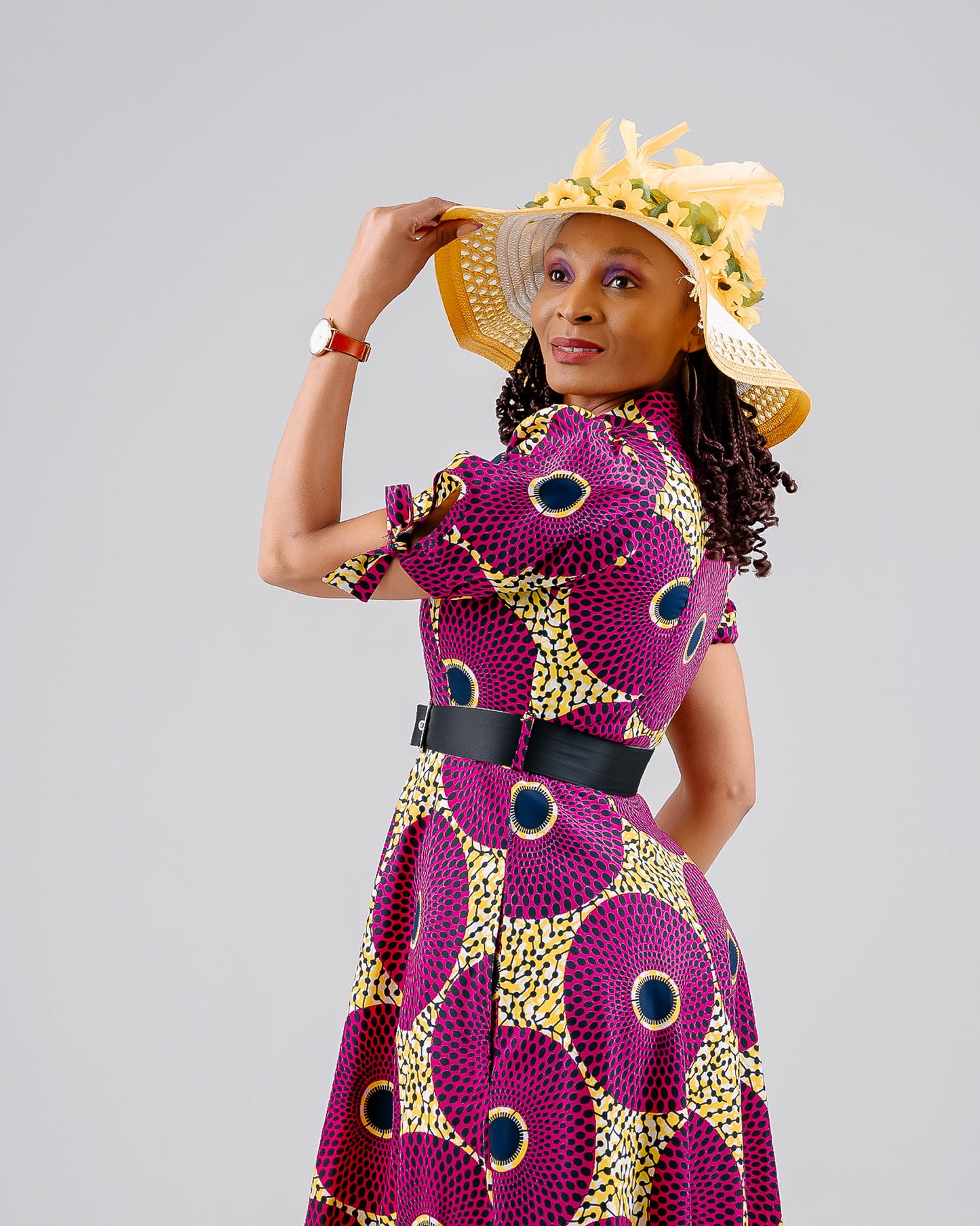 PINK PRINTED ANKARA DRESS