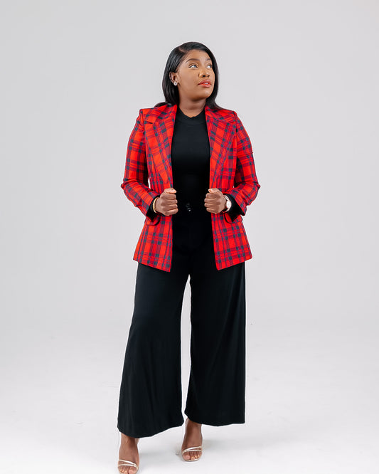 BLACK/RED .CHECKED BLAZER