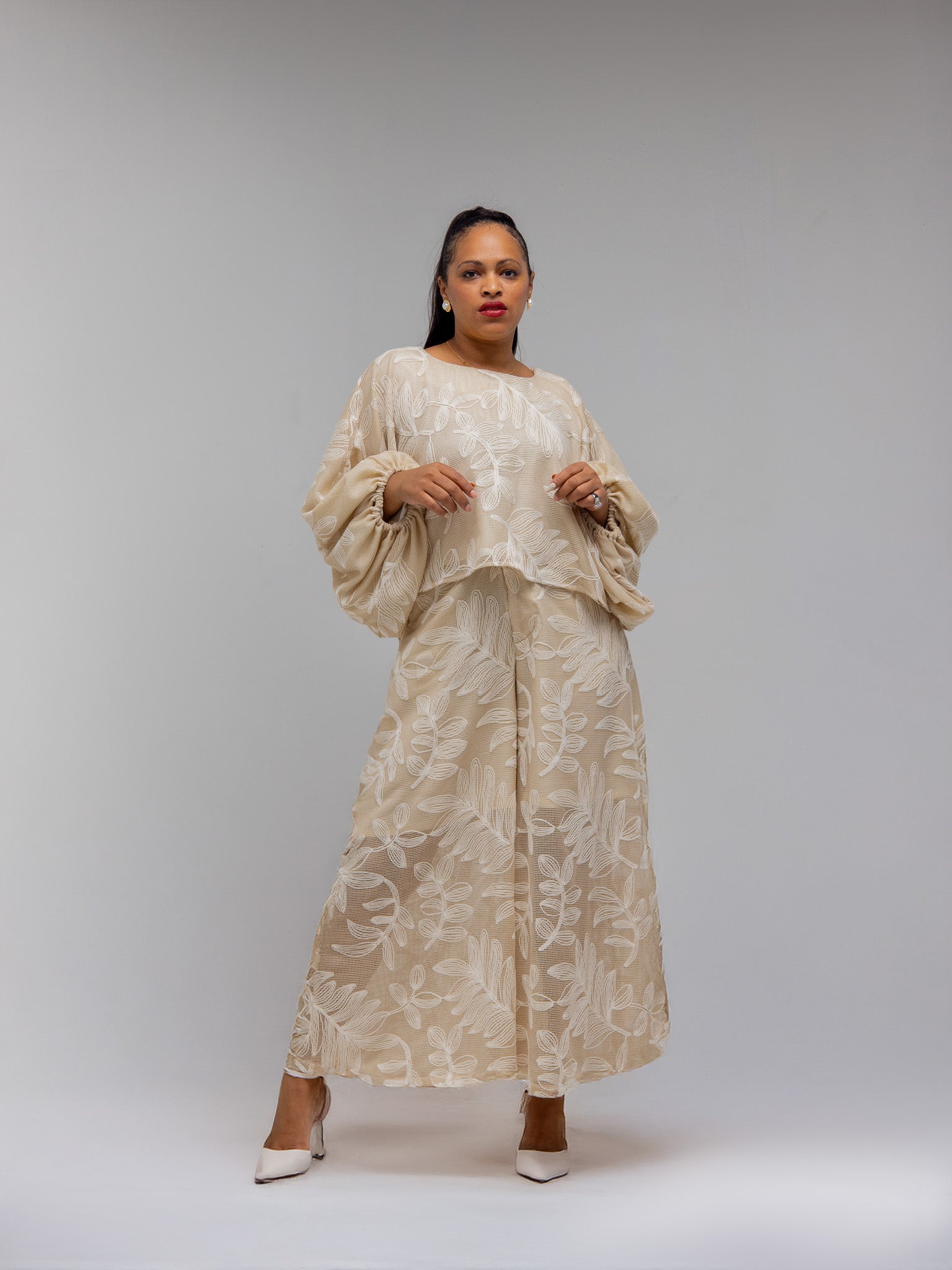 Cream Embroded Set