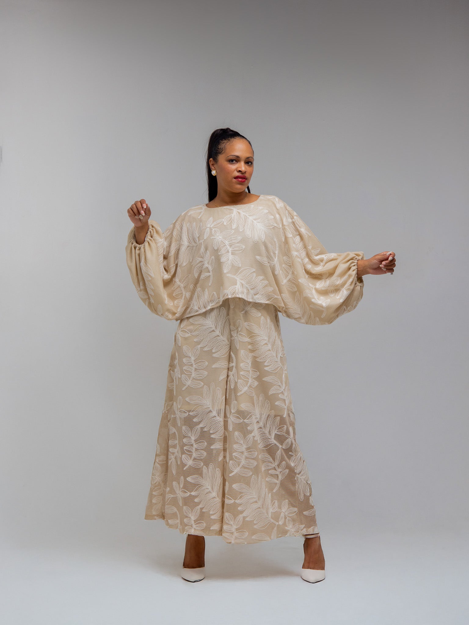 Cream Embroded Set