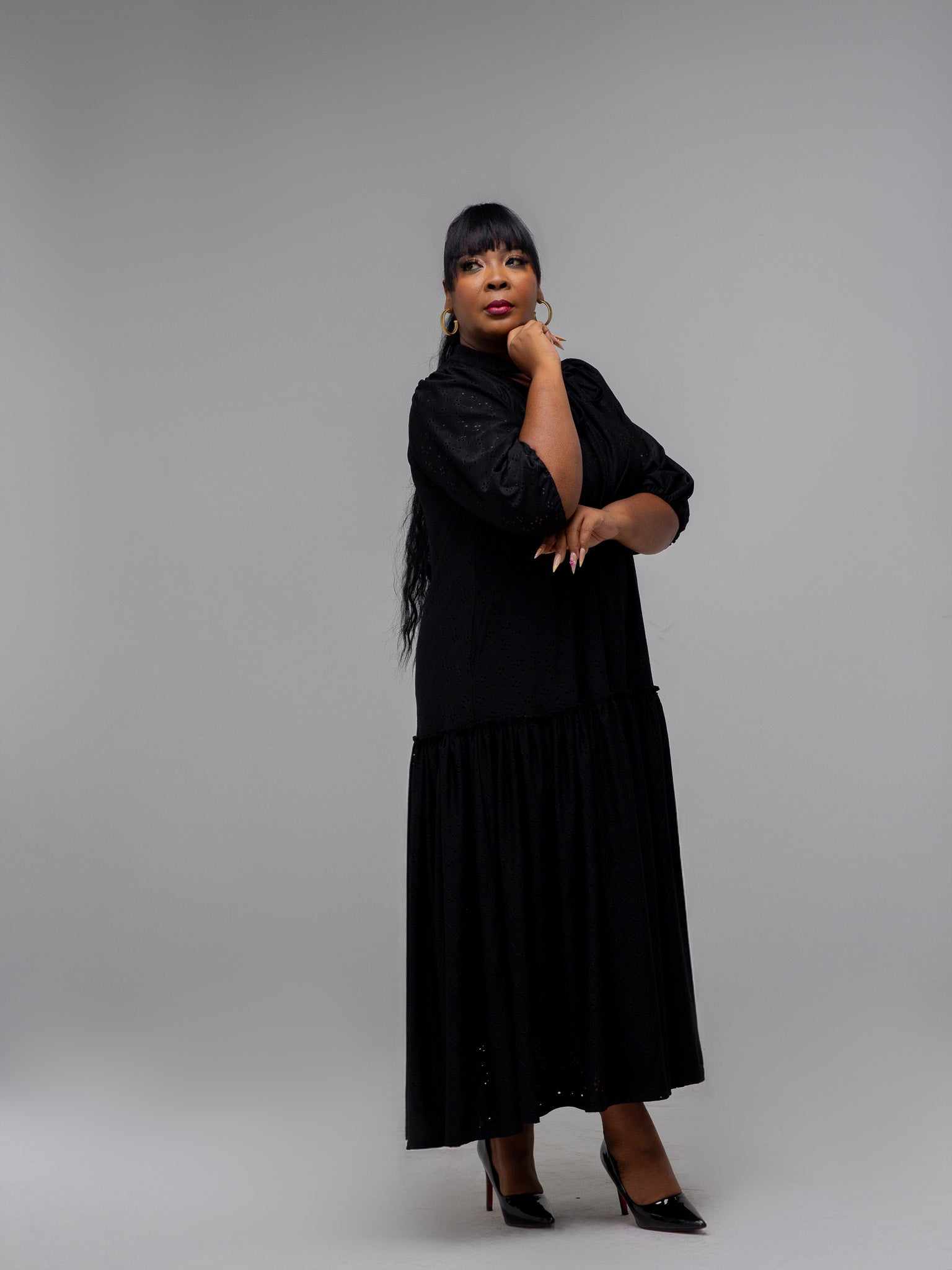 BLACK KNIT MAXI NOLAN DRESS