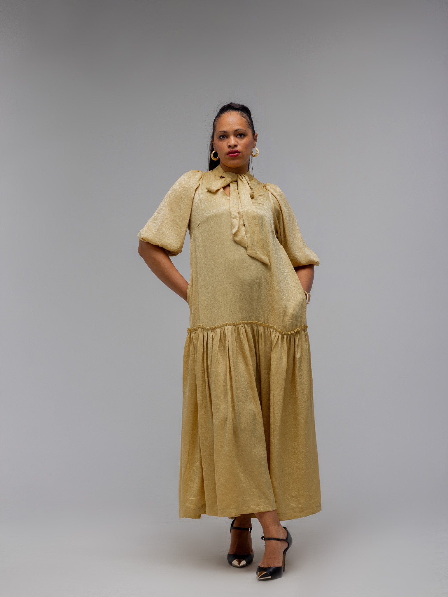FR1108 LIME/GOLD MAXI NOLAN DRESS
