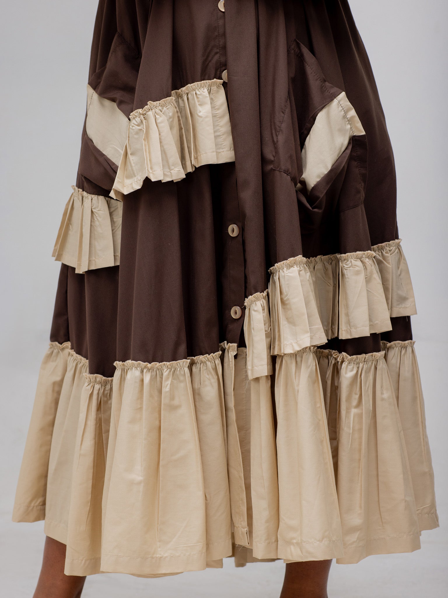 Brown/Stone Maxi Frilled Naomi Dress FR1100