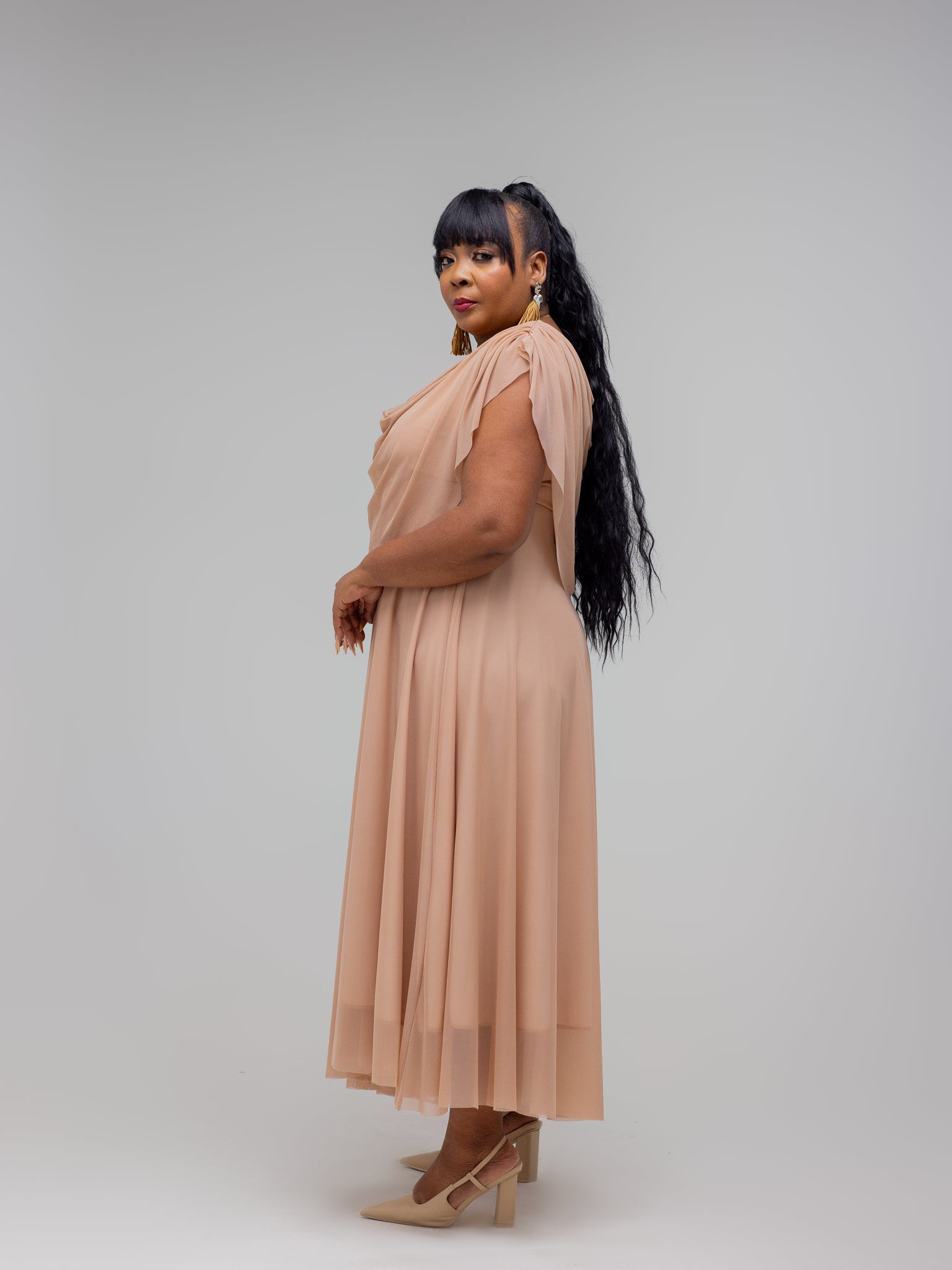 Stone Nino Maxi Mesh Dress – Flowy Elegant Dress for Church & Occasions | FRIDA