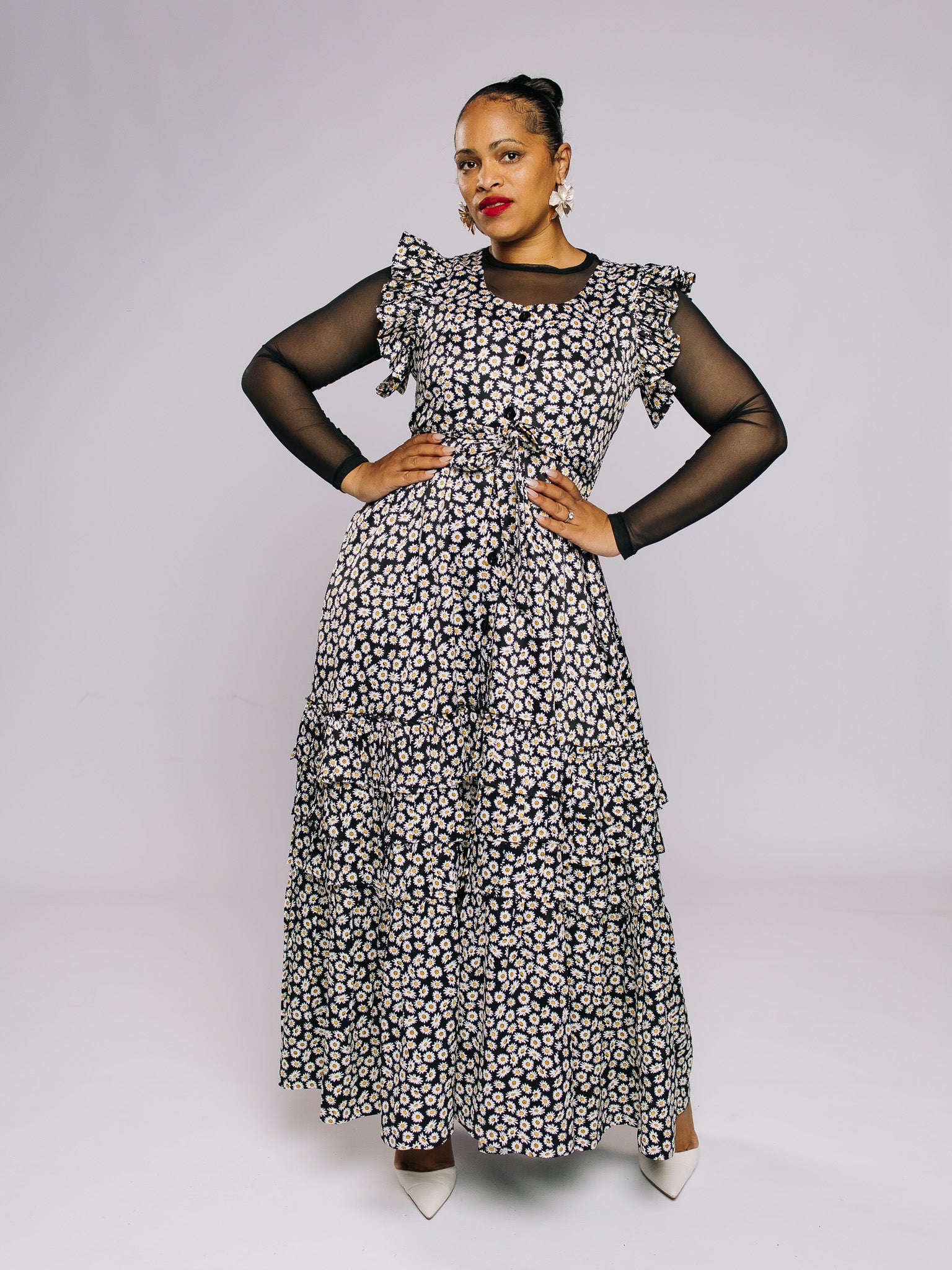 Black/White Floral Thuli Dress FR1111