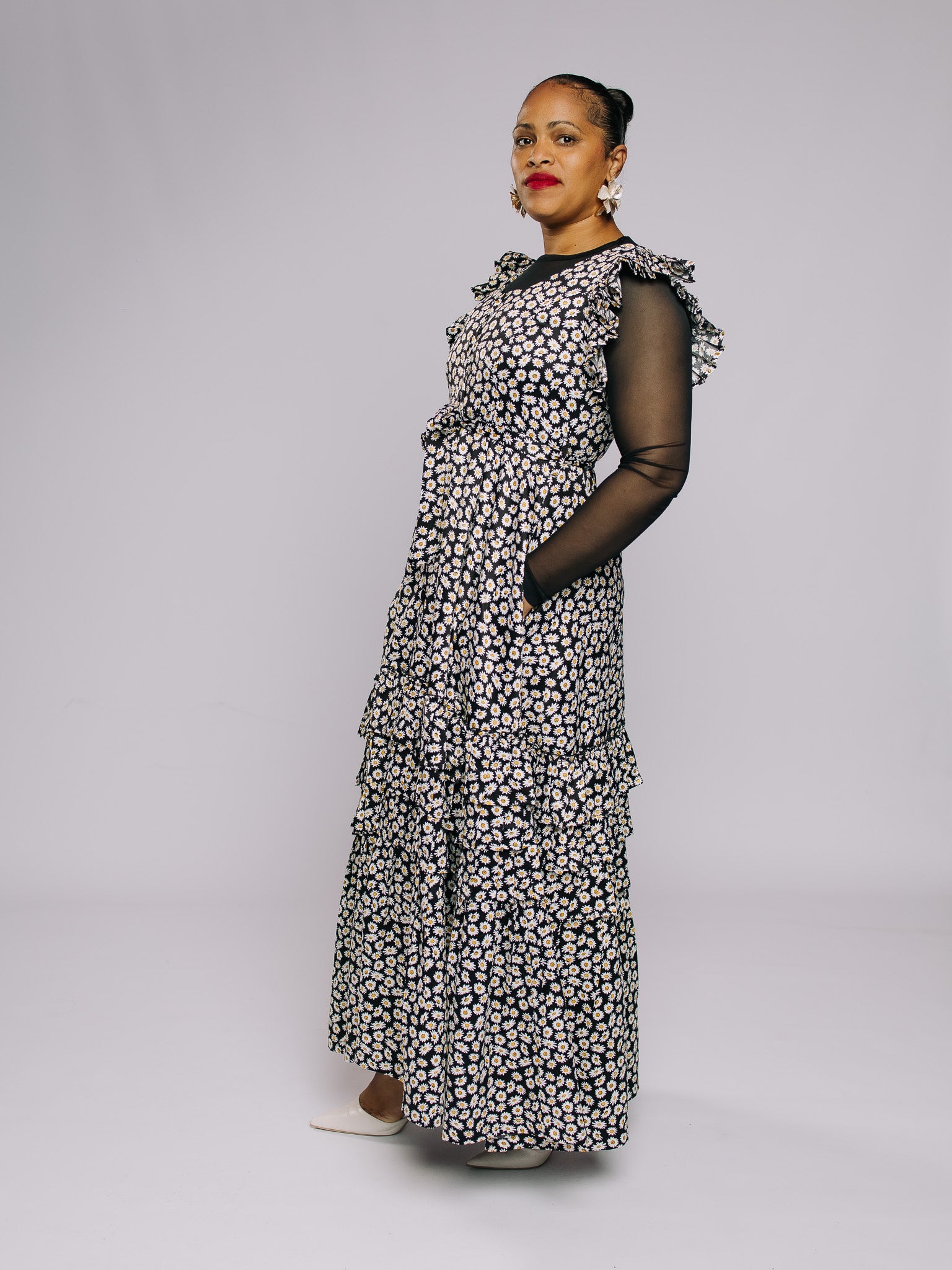 Black/White Floral Thuli Dress FR1111