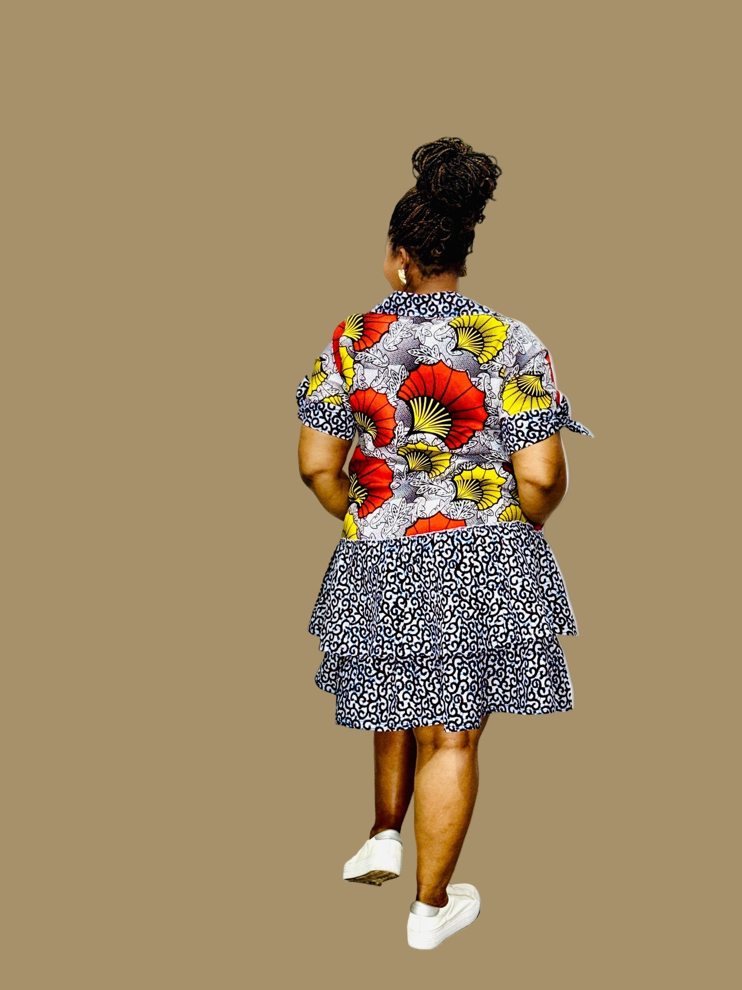 FRA86 BLACK/WHITE/RED/YELLOW BINTI DRESS