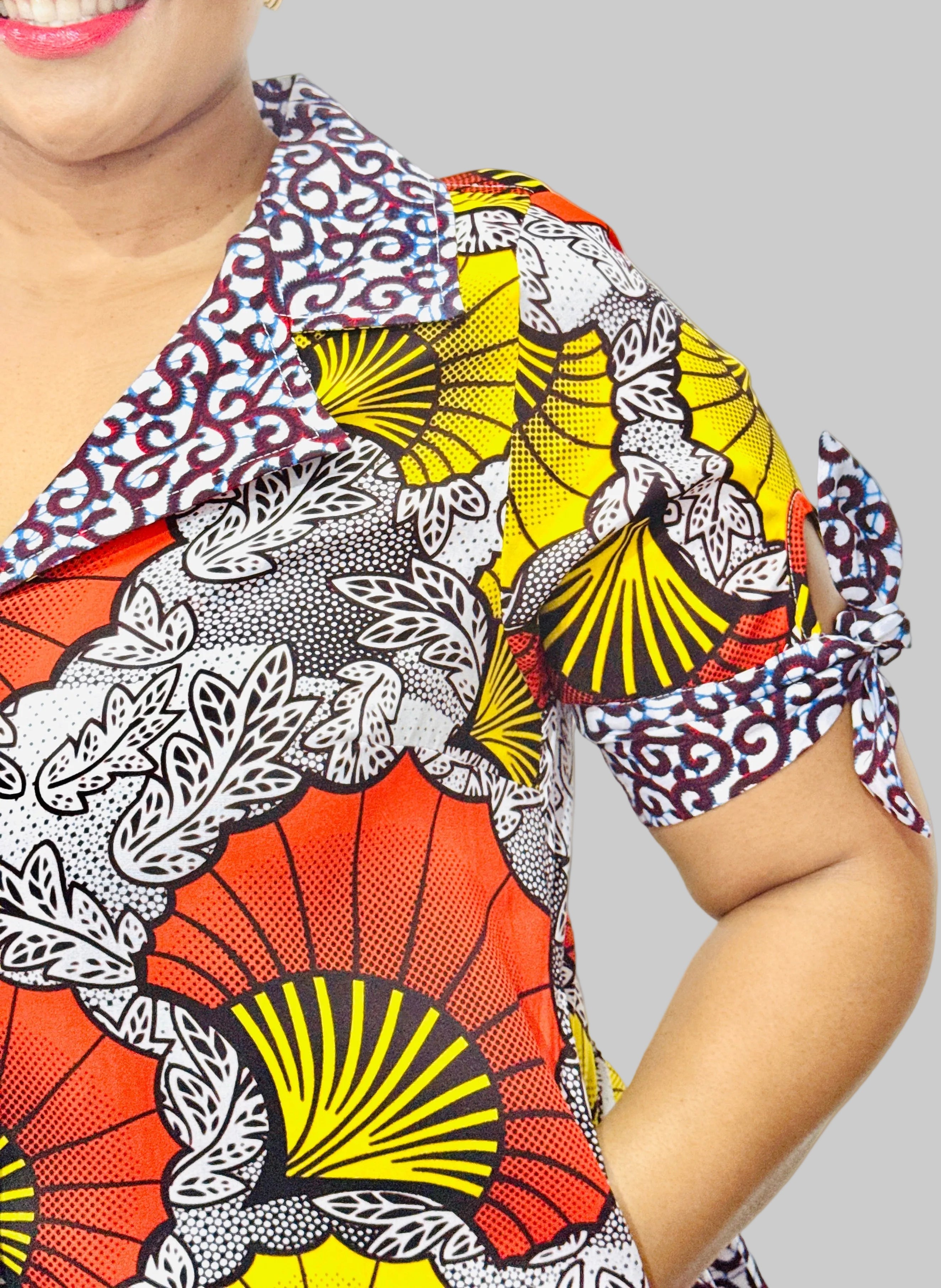 FRA90 BLACK/WHITE/RED/YELLOW BINTI DRESS