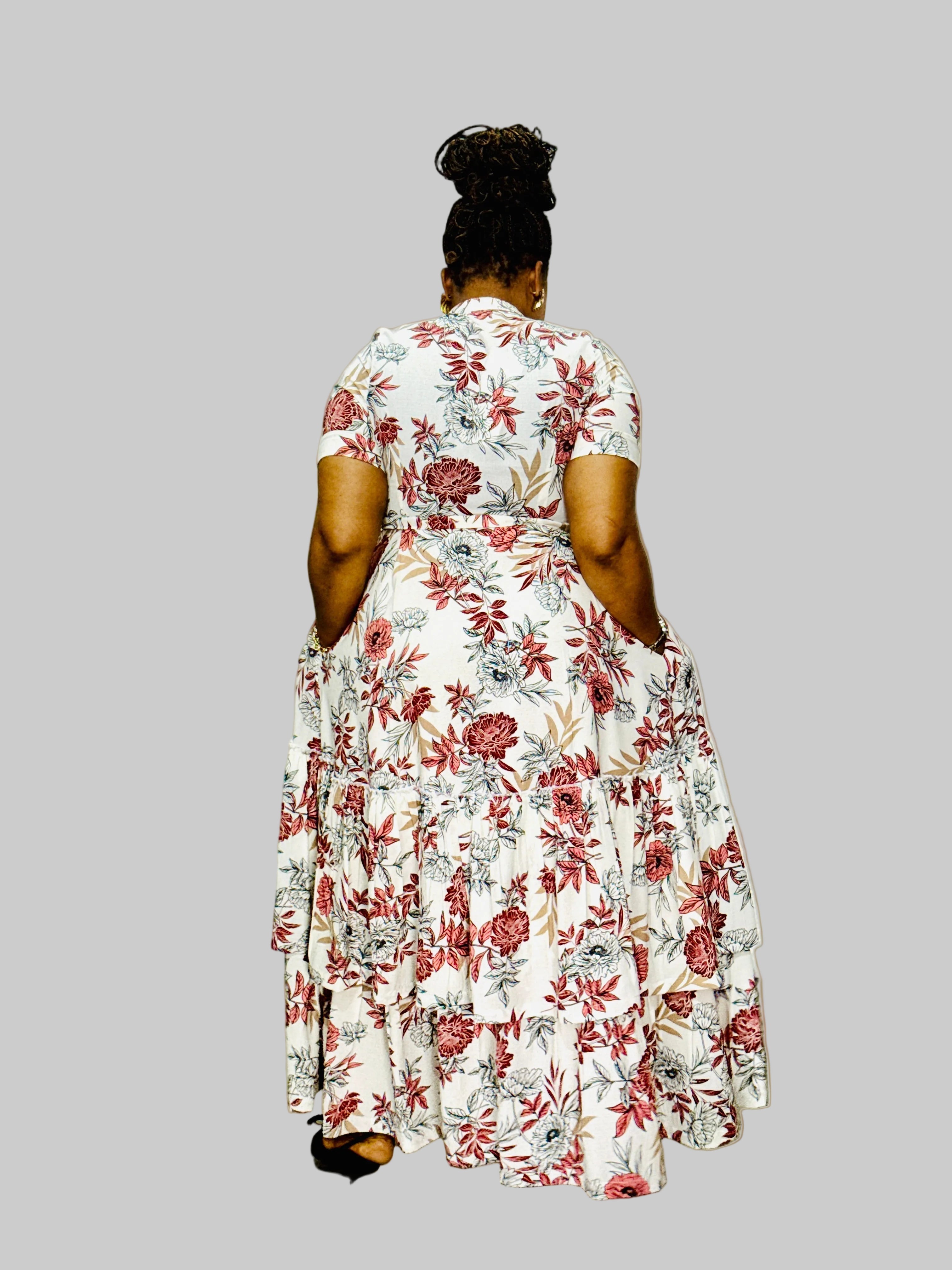 FR1080 WHITE/PINK MOMO DRESS