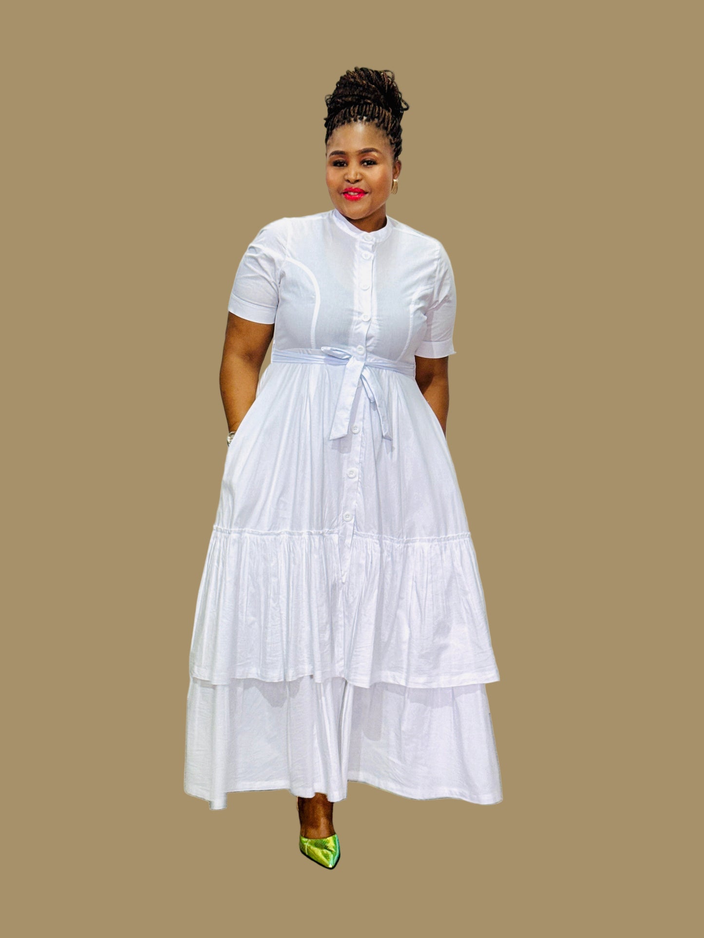 FR1081 WHITE MOMO DRESS