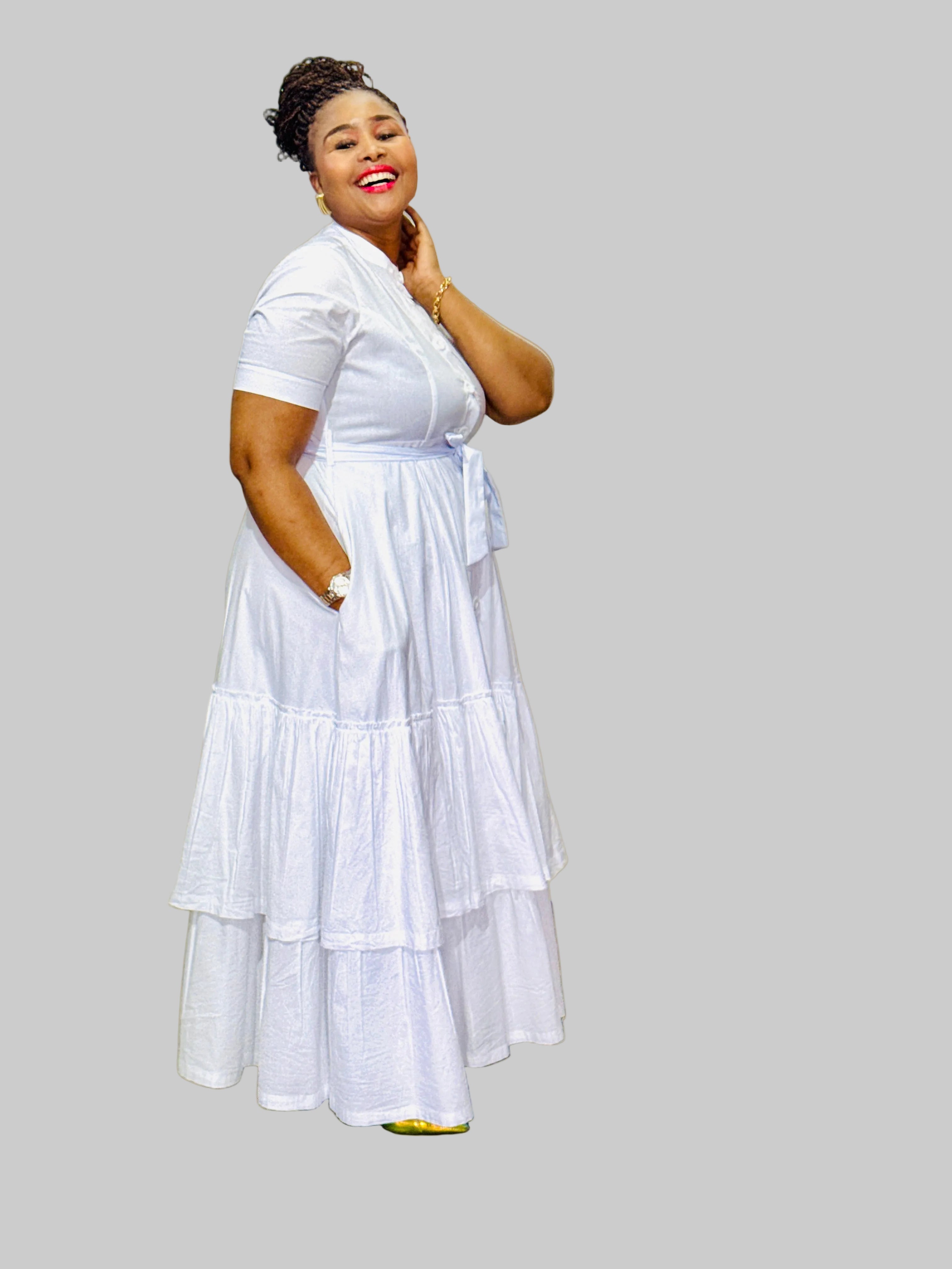 FR1081 WHITE MOMO DRESS