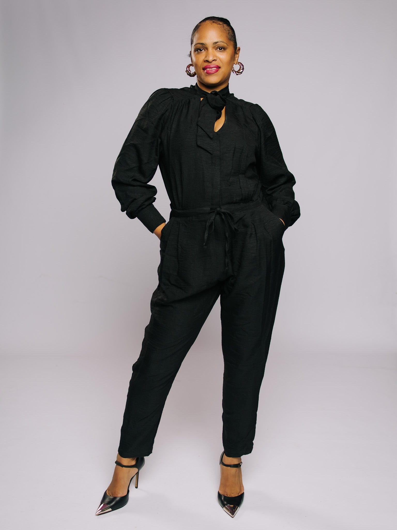Black Long Sleeved Jumpsuit FR1160