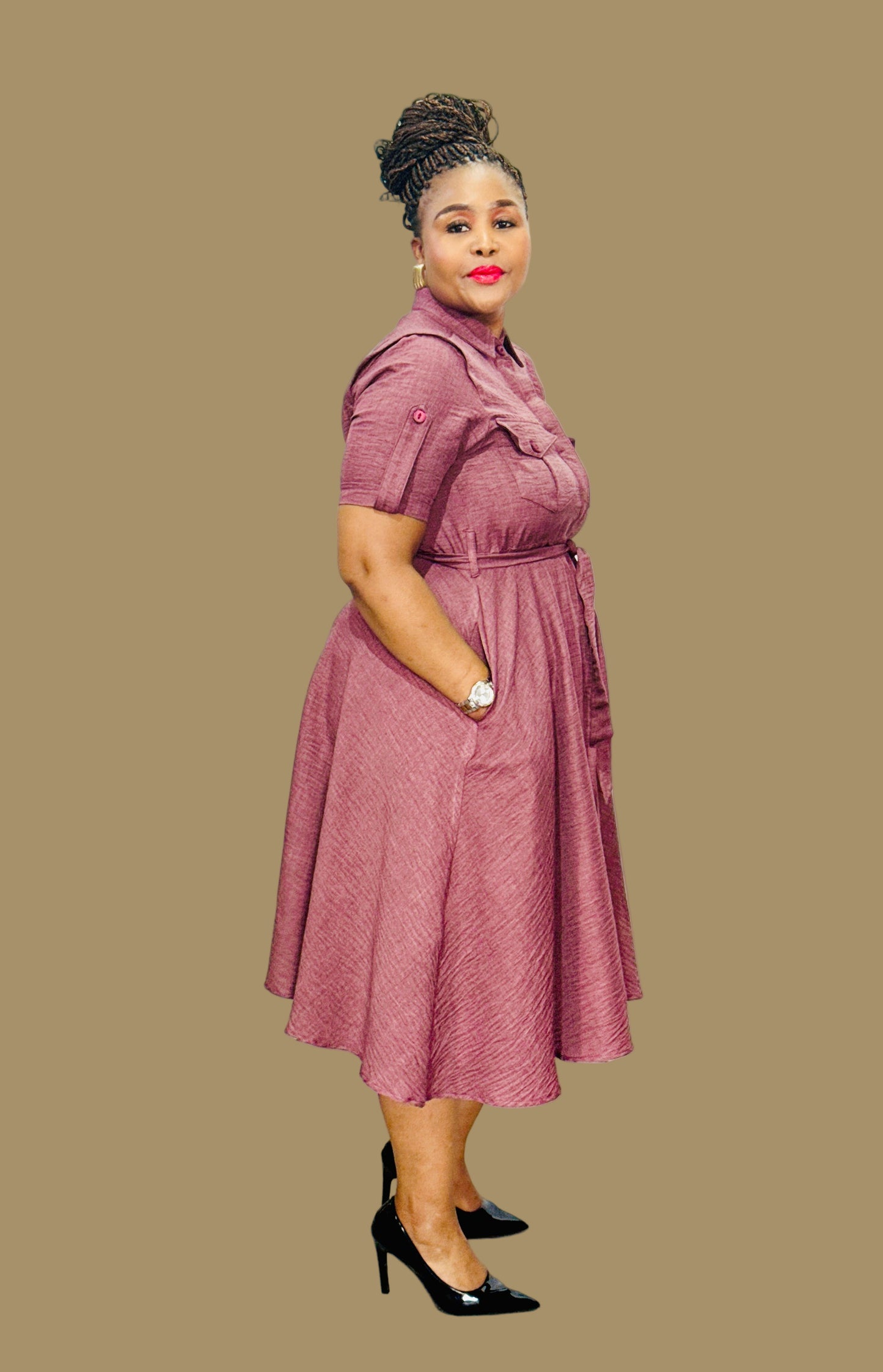 FR1082 WINE SCOUT SHIRT DRESS