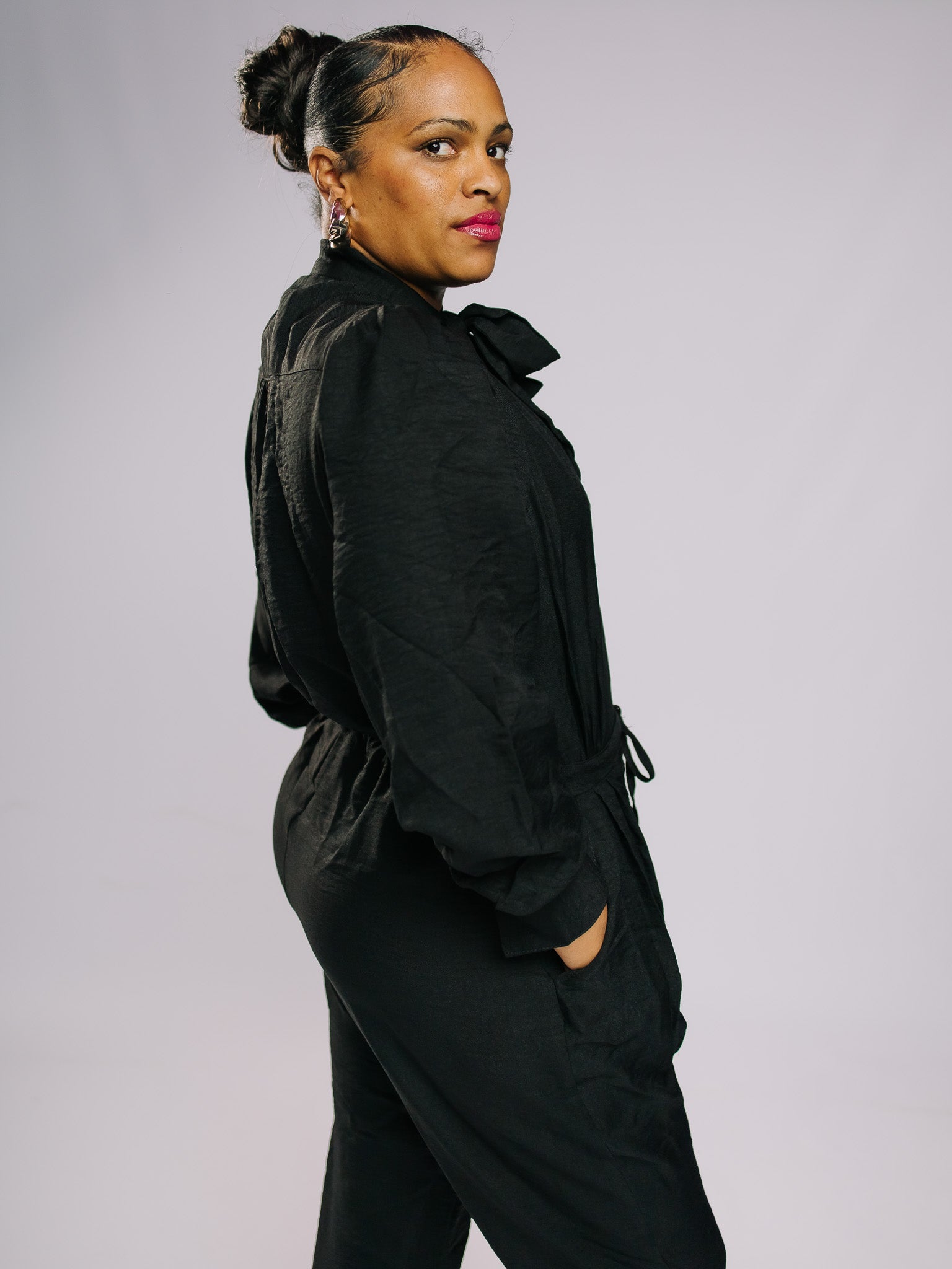 Black Long Sleeved Jumpsuit FR1160