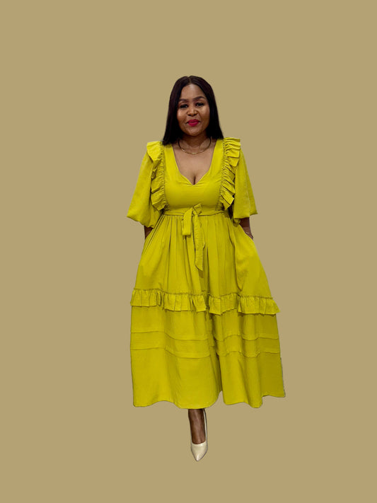 FR1071 LIME NYOTA DRESS