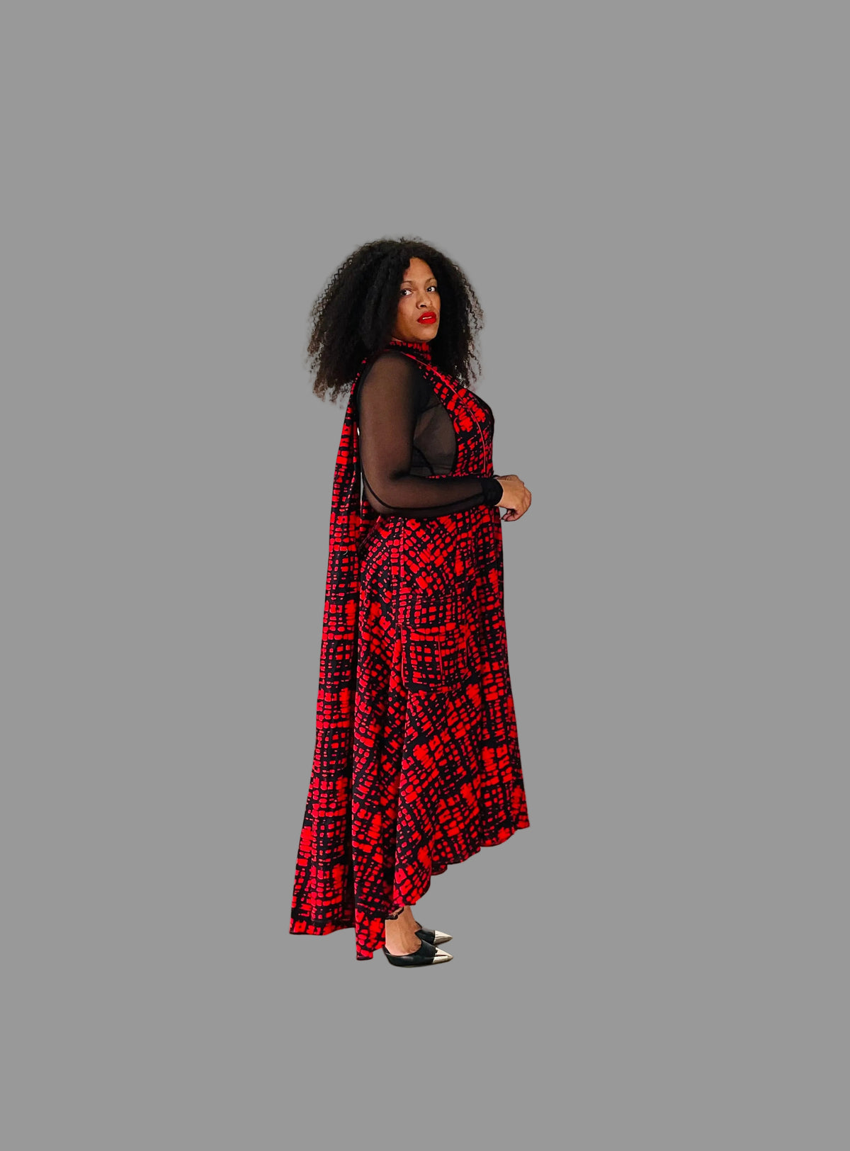 Red/Black Lined Dungaree Skirt FR1194