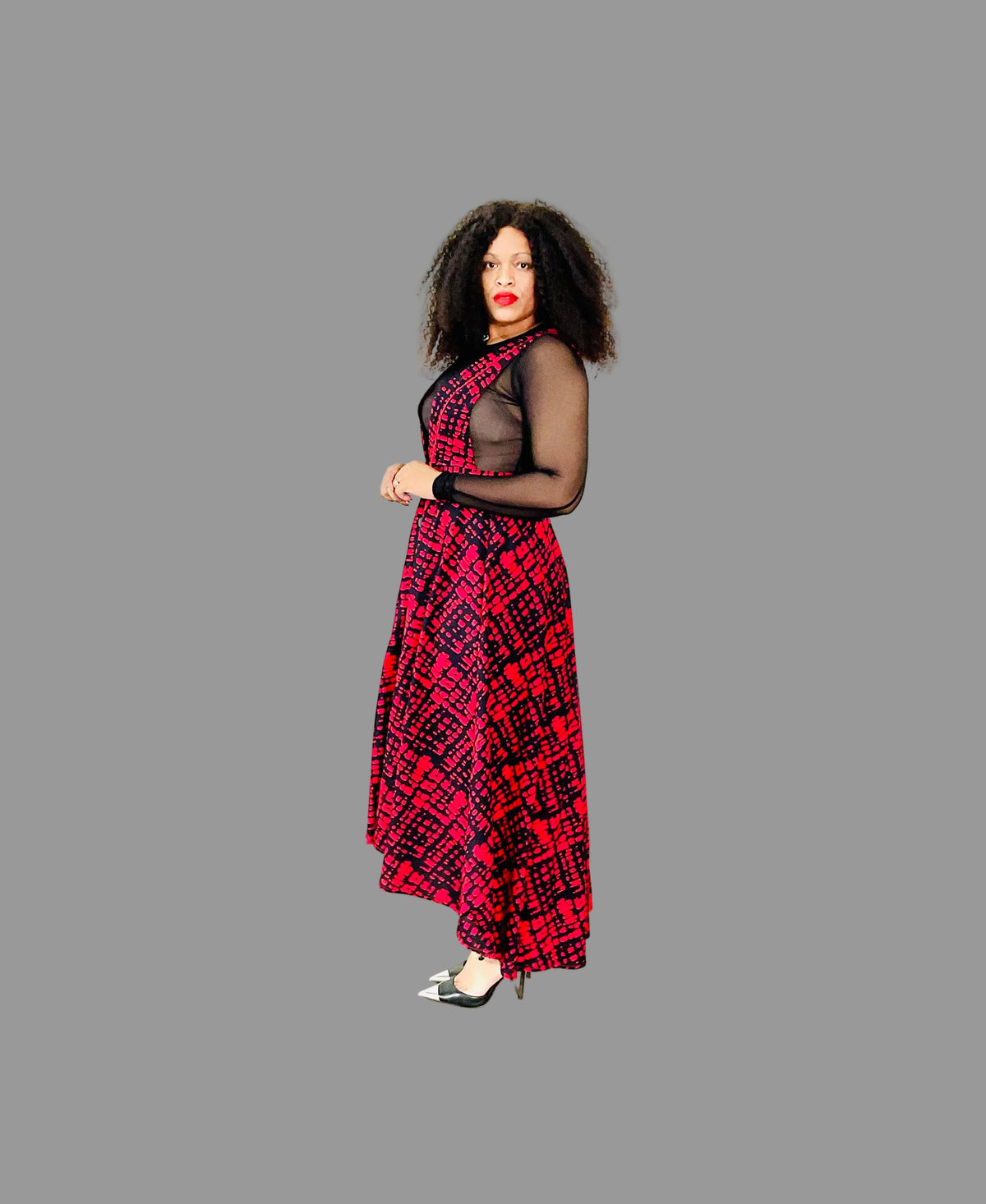 Red/Black Lined Dungaree Skirt FR1194