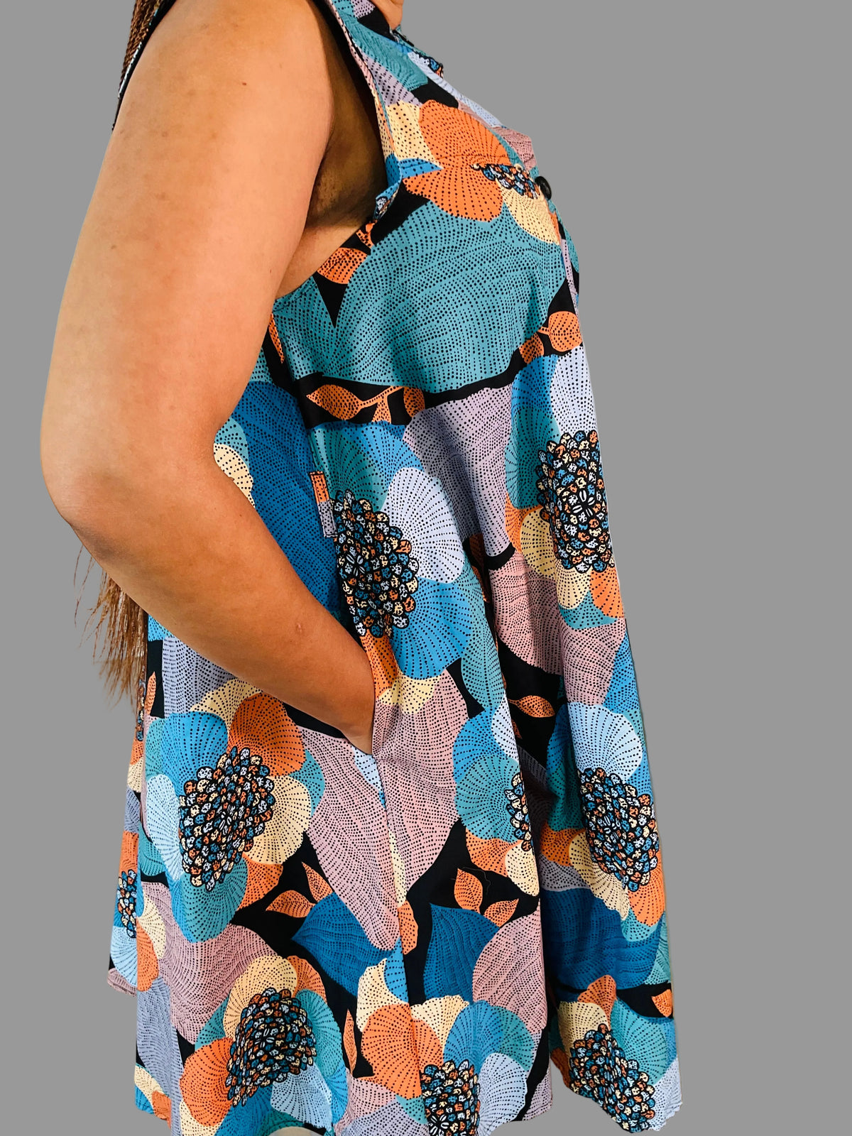 Blue/Orange Ankara Yves Dress FRA104