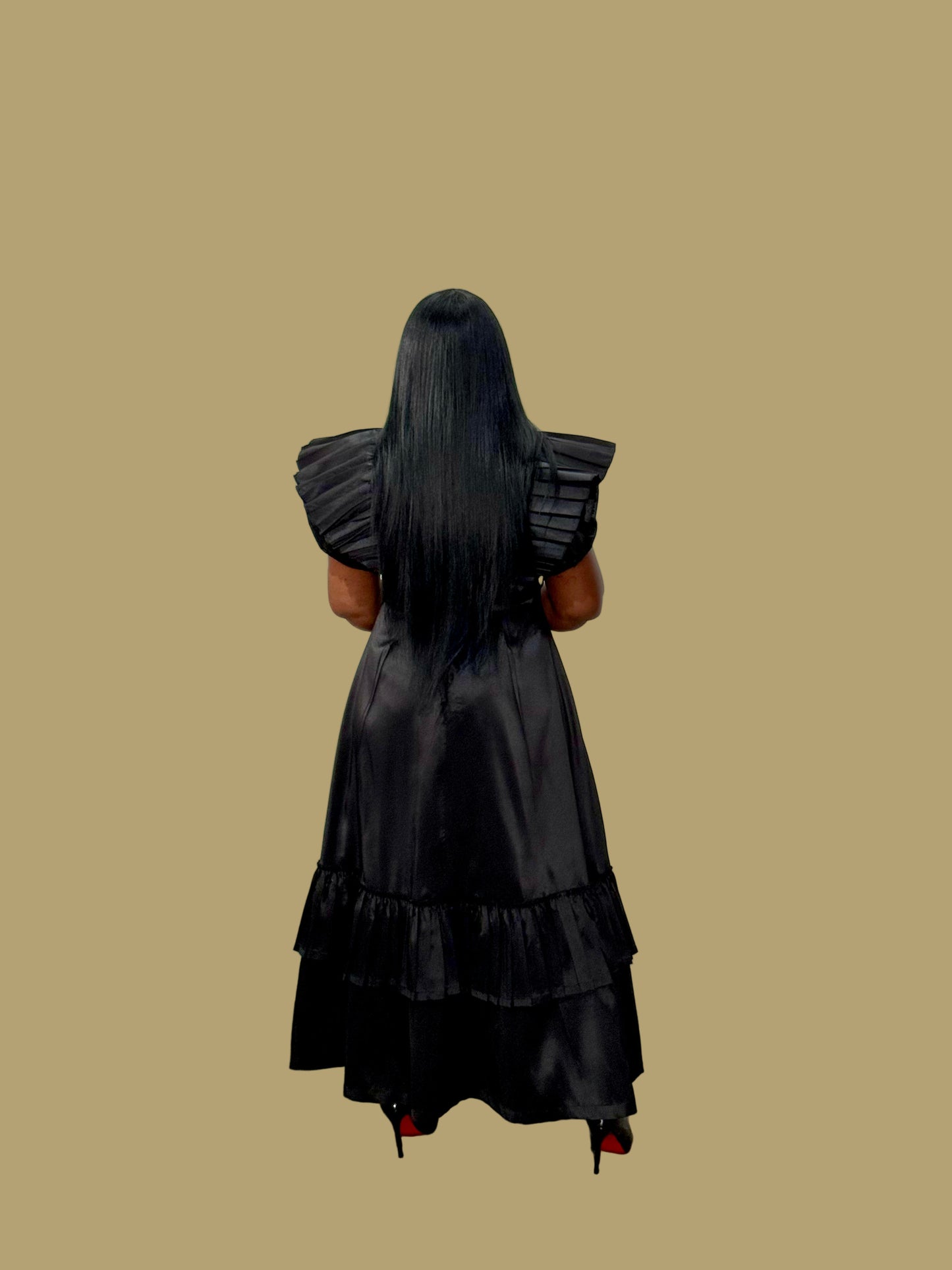 FR1088 BLACK MAXI LEA DRESS