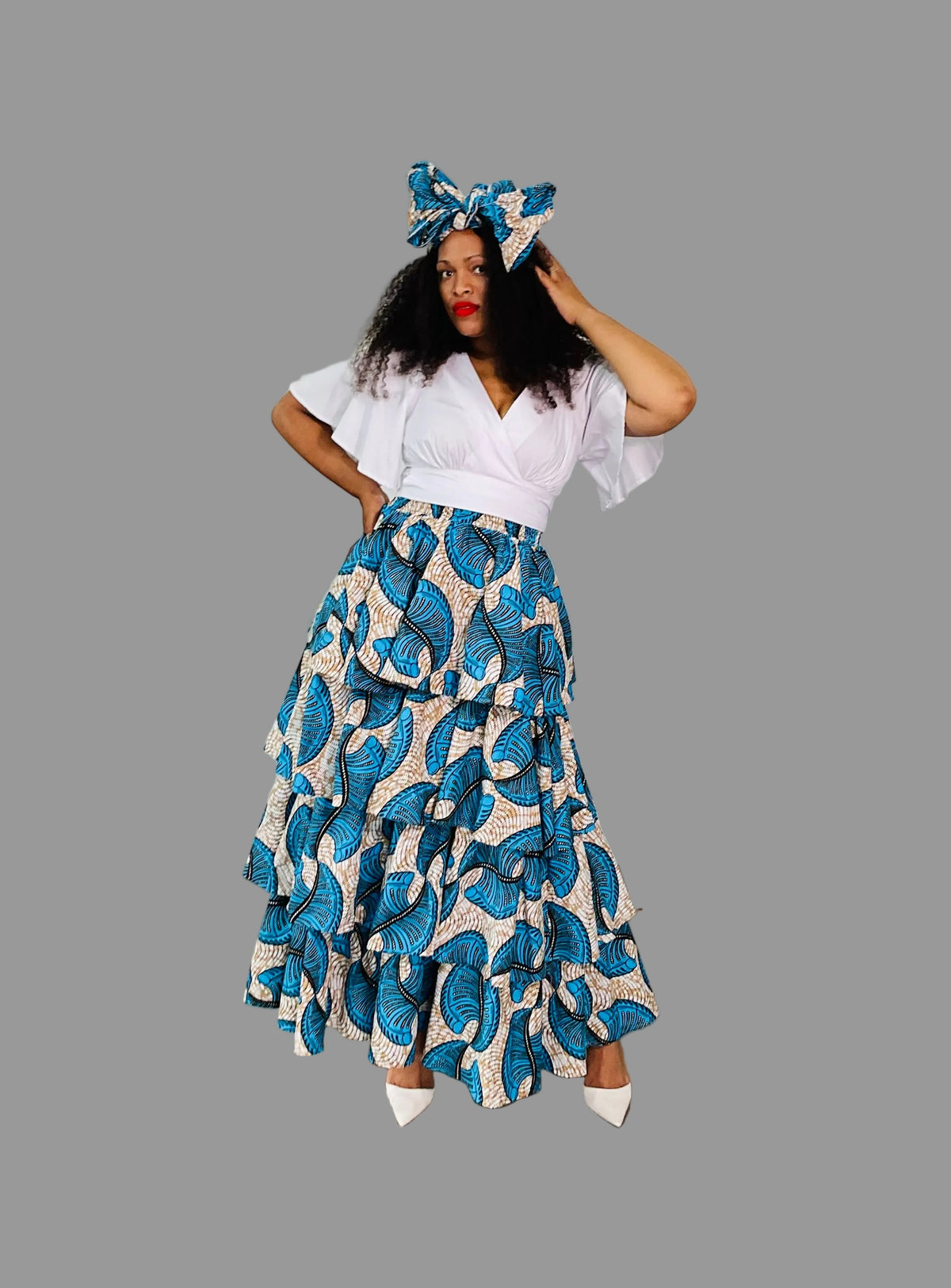 Blue/White Layered Skirt FRA105
