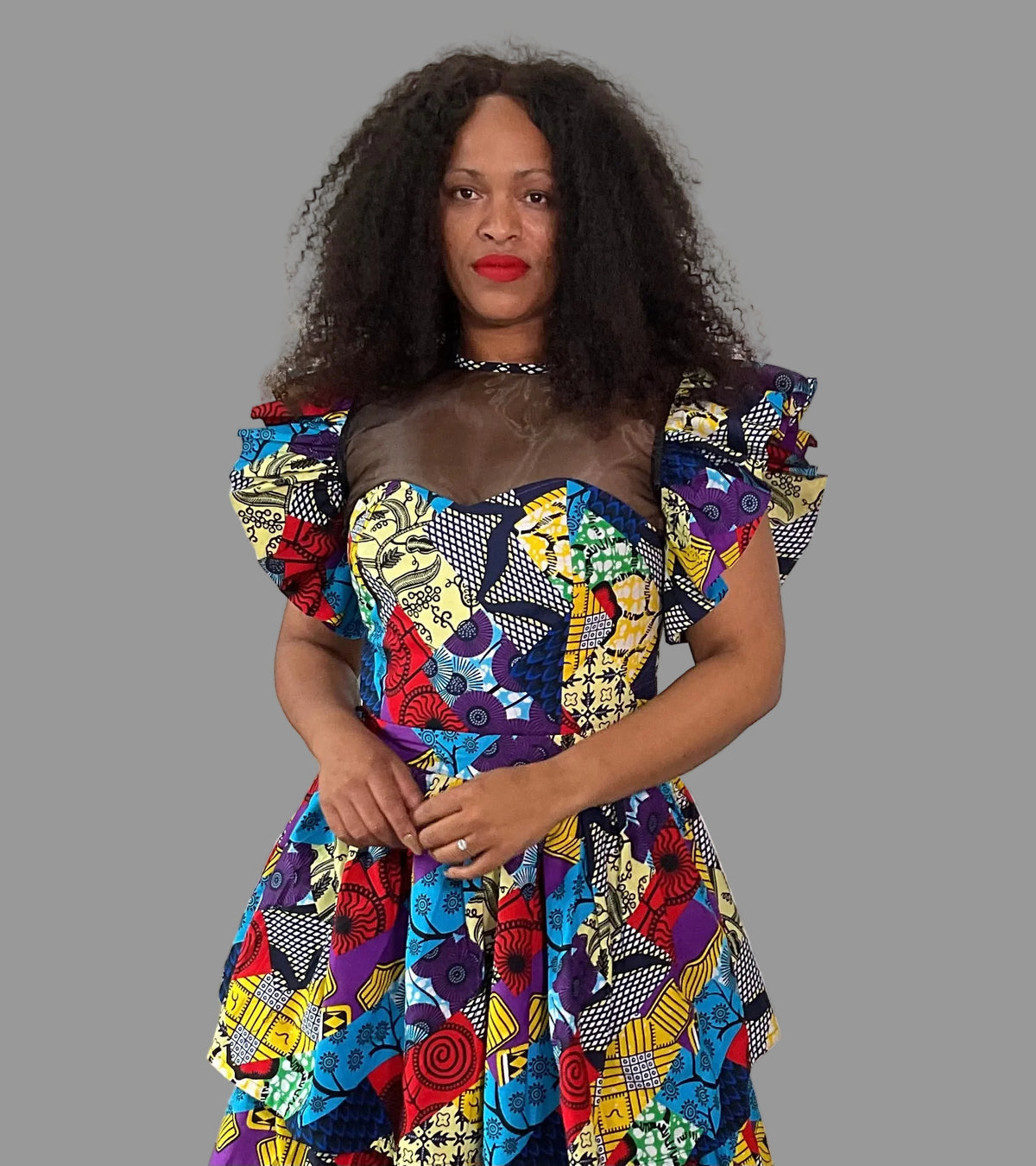 Set of Multicolor Bustier Layered Dress FRA106