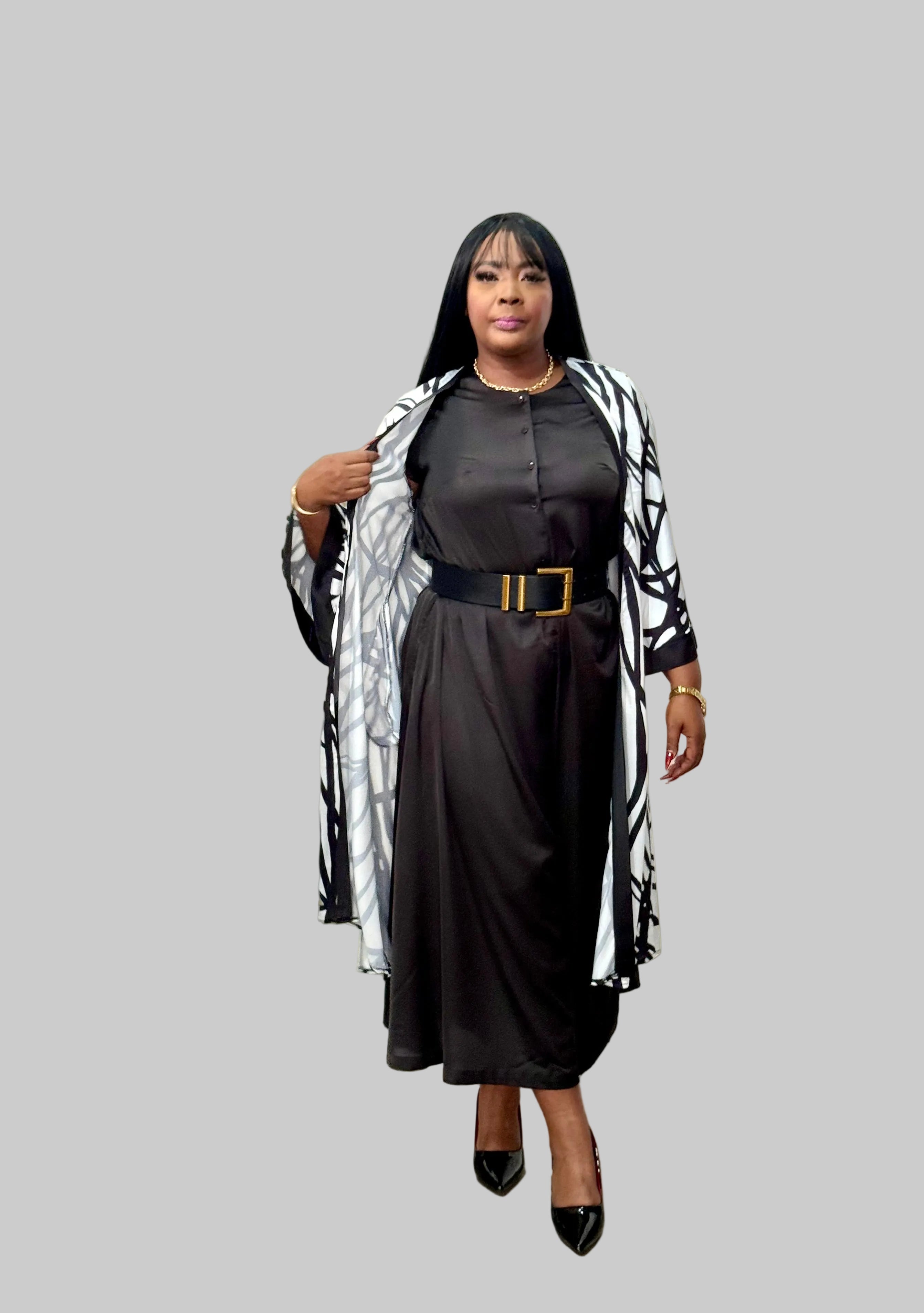 FR1087 BLACK/WHITE KIMONO