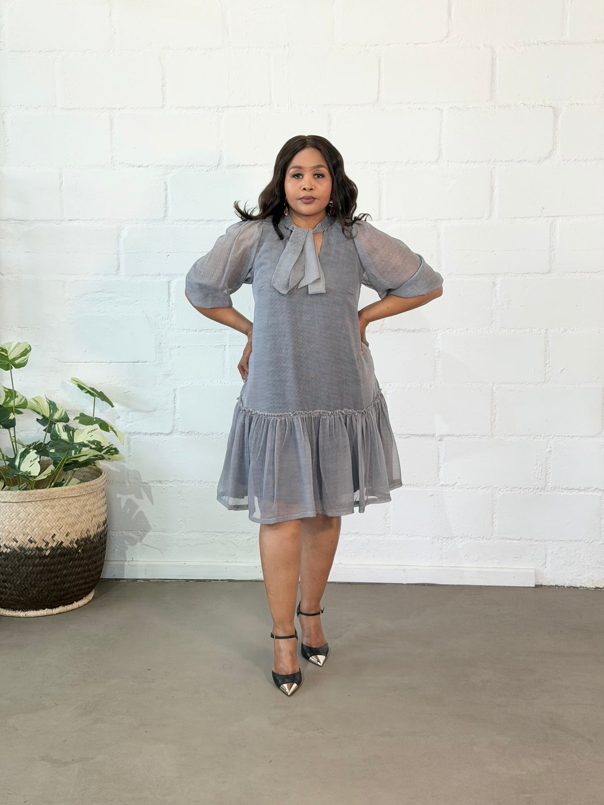 Navy/White tiny check nolan dress FR1199