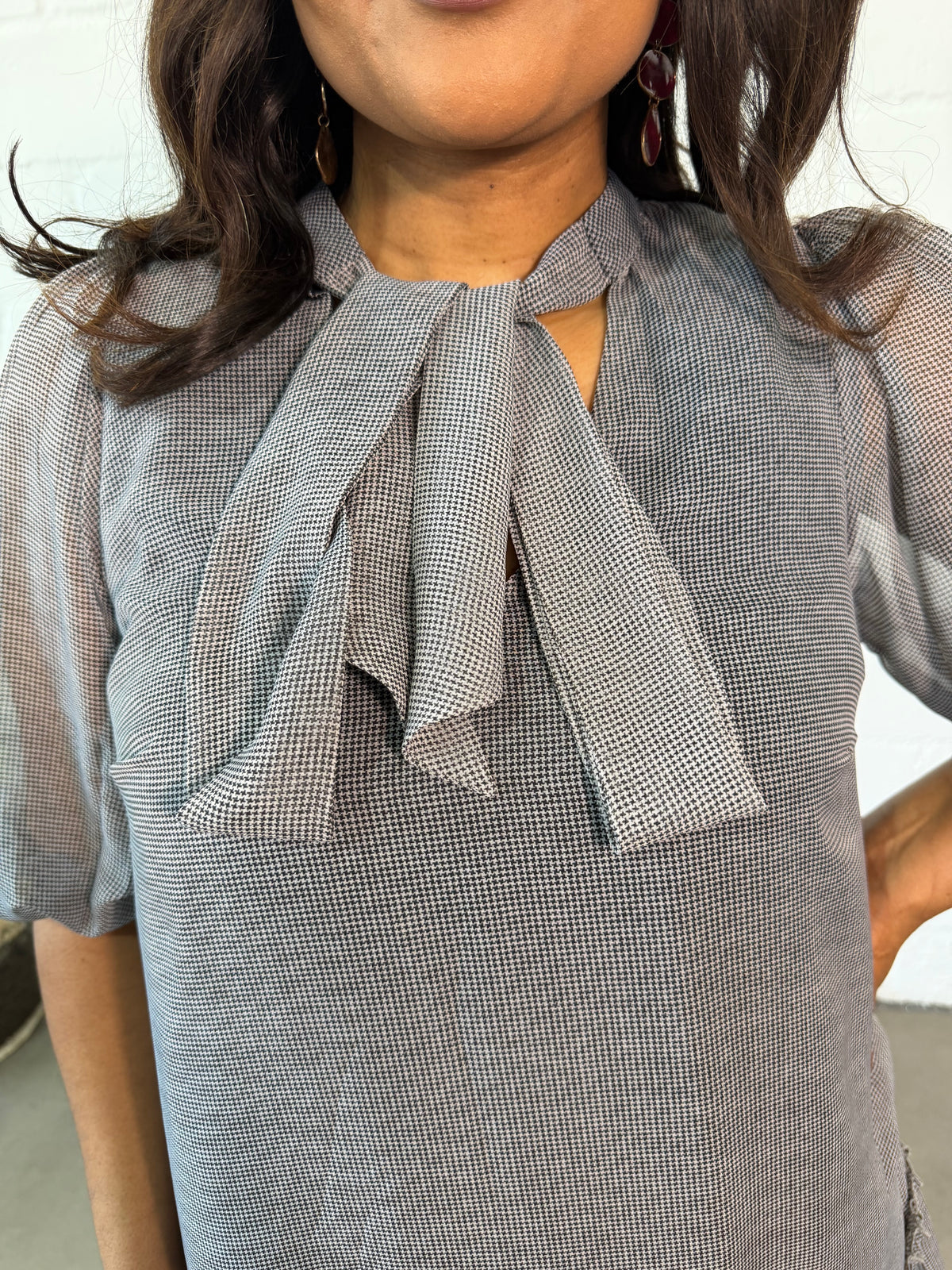 Navy/White tiny check nolan dress FR1199