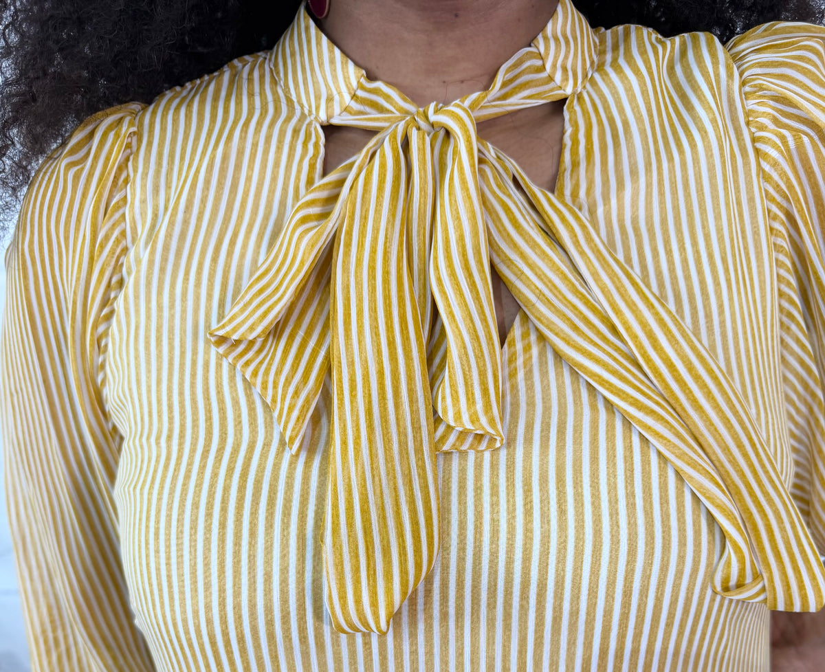 Yellow/White Striped Midi Nolan Dress FR1202