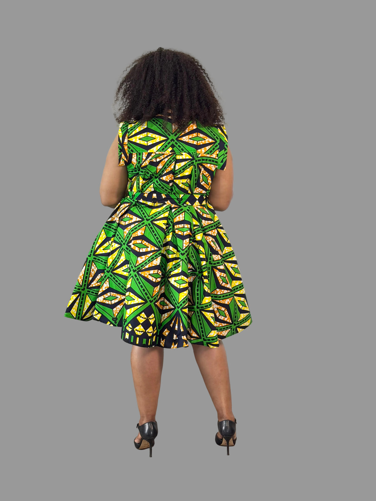 Green/ Yellow Ankara Yves Dress FRA114