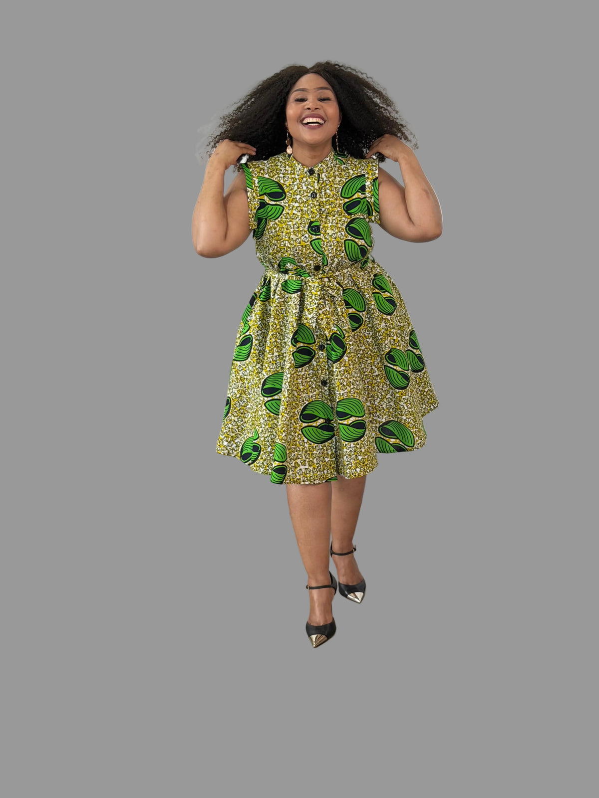 Lime/Green Yves Ankara Dress FRA113