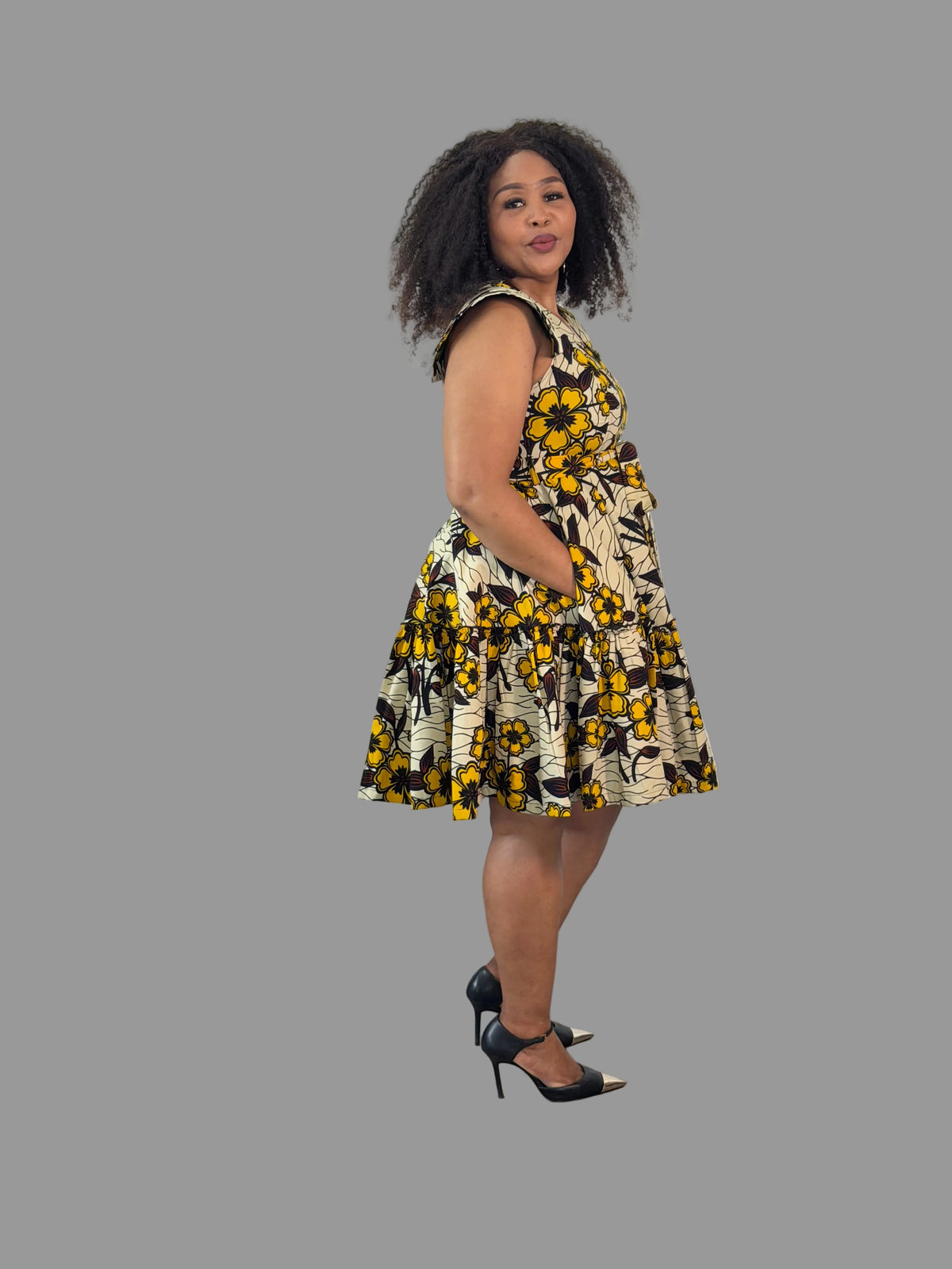 Cream/Yellow Zawadi Dress FRA109