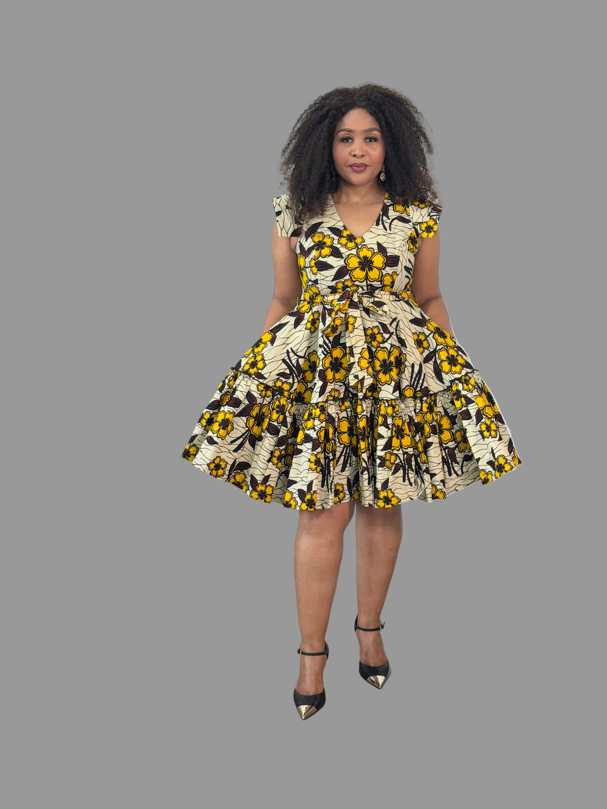 Cream/Yellow Zawadi Dress FRA109