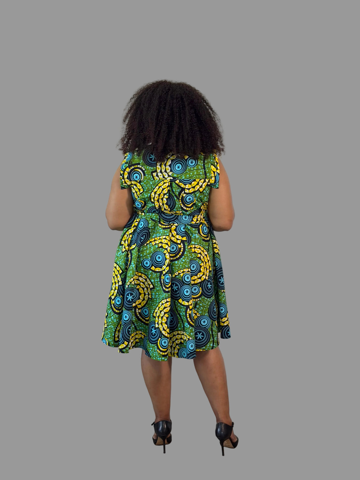 Navy/Yellow Yves Ankara Dress FRA115
