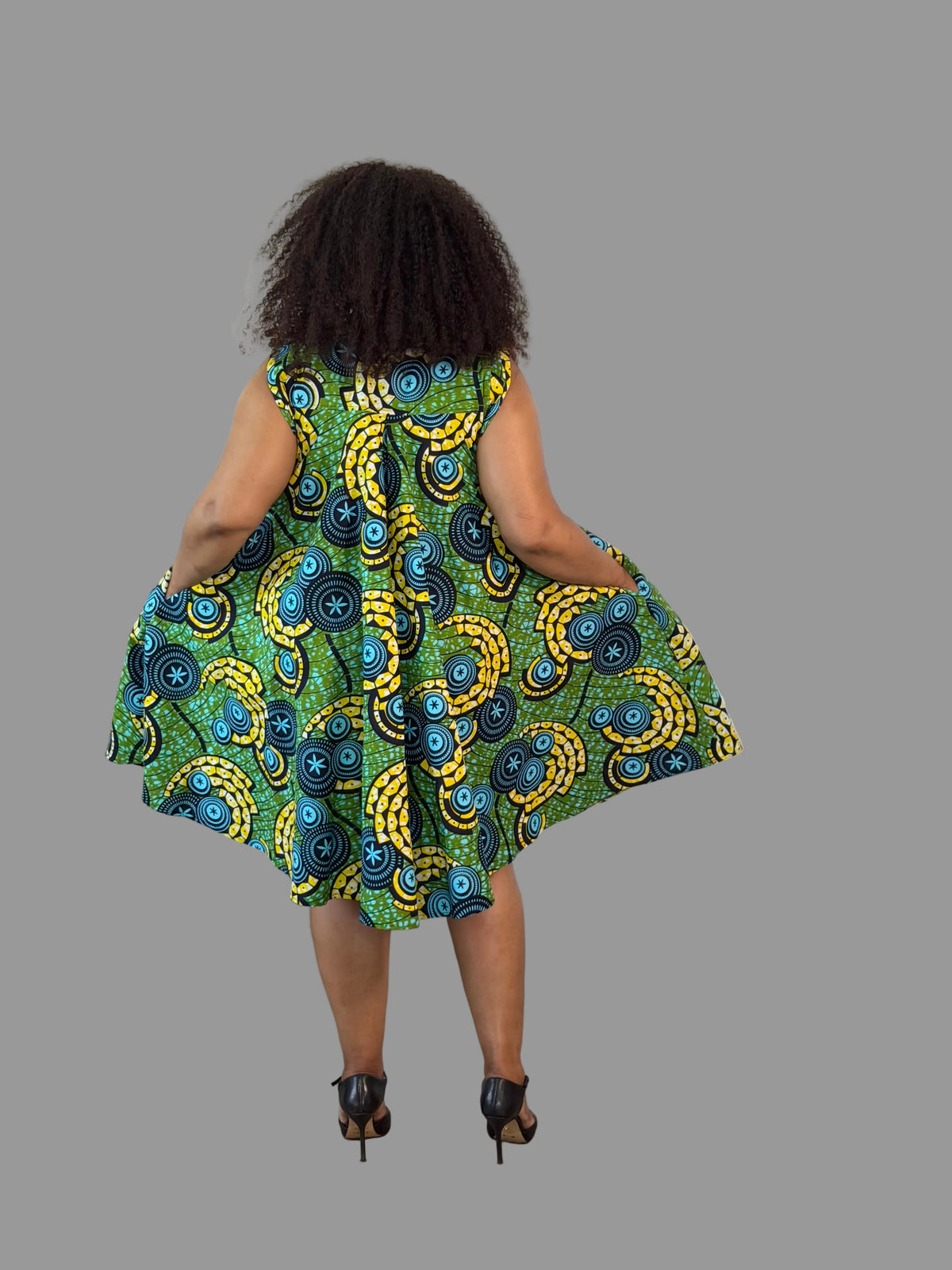 Navy/Yellow Yves Ankara Dress FRA115